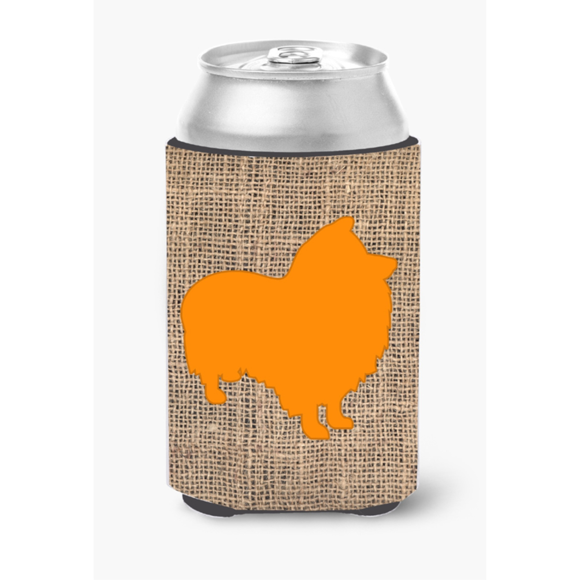 Sheltie Burlap and Orange Can or Bottle Beverage Insulator Hugger