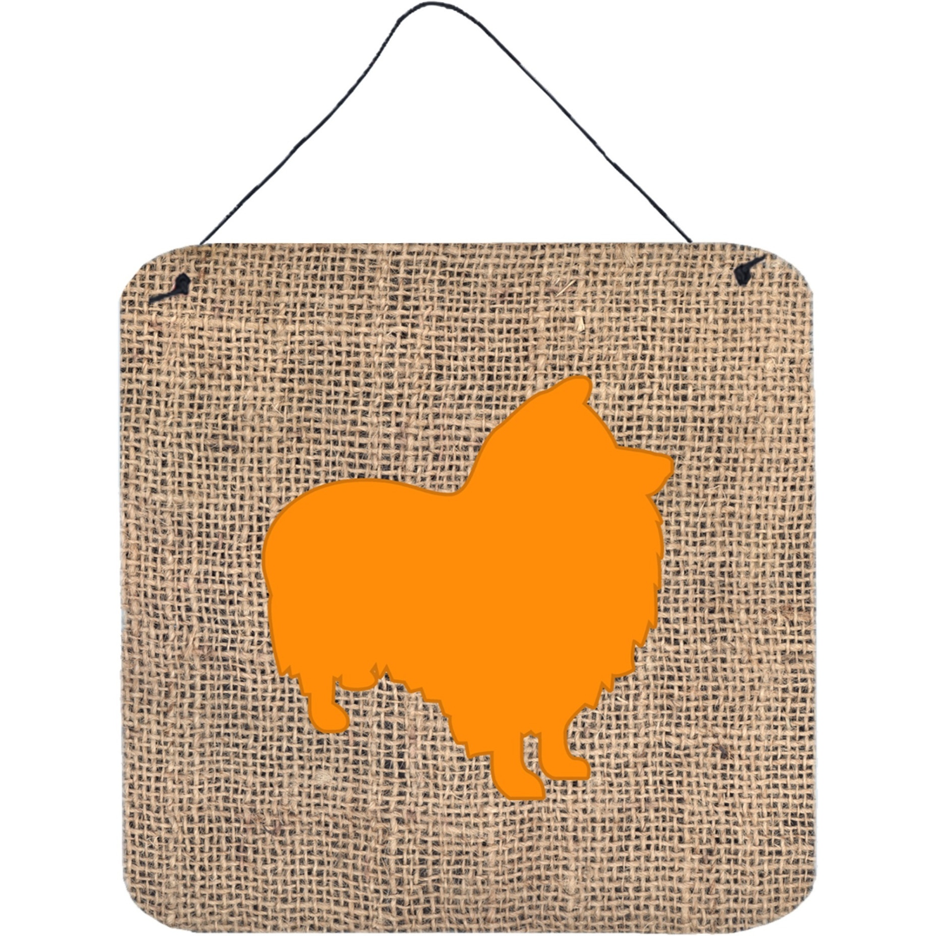 &quotCaroline's Treasures Sheltie Burlap and Orange Aluminum Metal Wall or Door Hanging Prints, 6 x 6"", Multicolor"