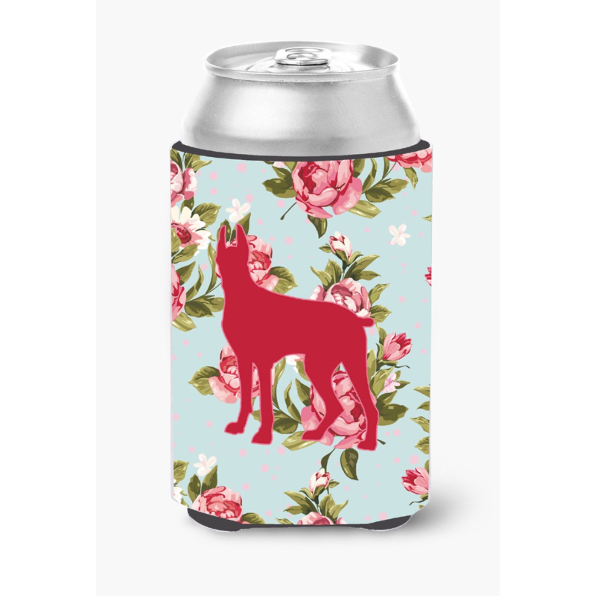 Great Dane Shabby Chic Blue Roses Can or Bottle Beverage Insulator Hugger BB1081