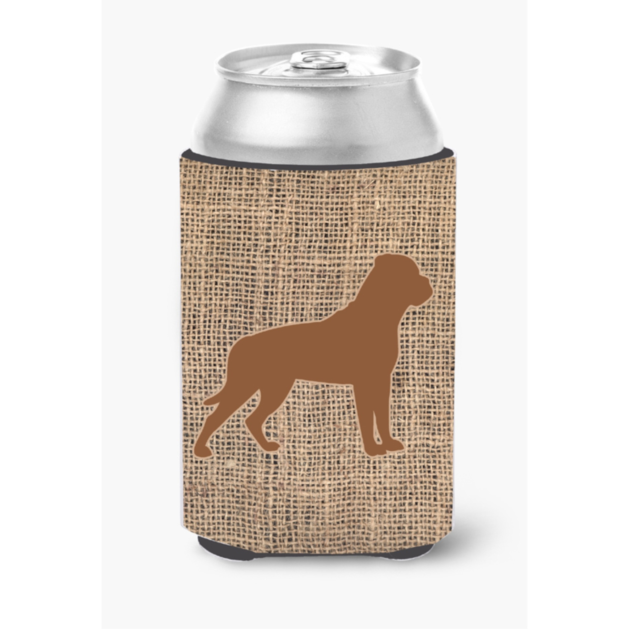 Rottweiler Burlap and Brown Can or Bottle Beverage Insulator Hugger