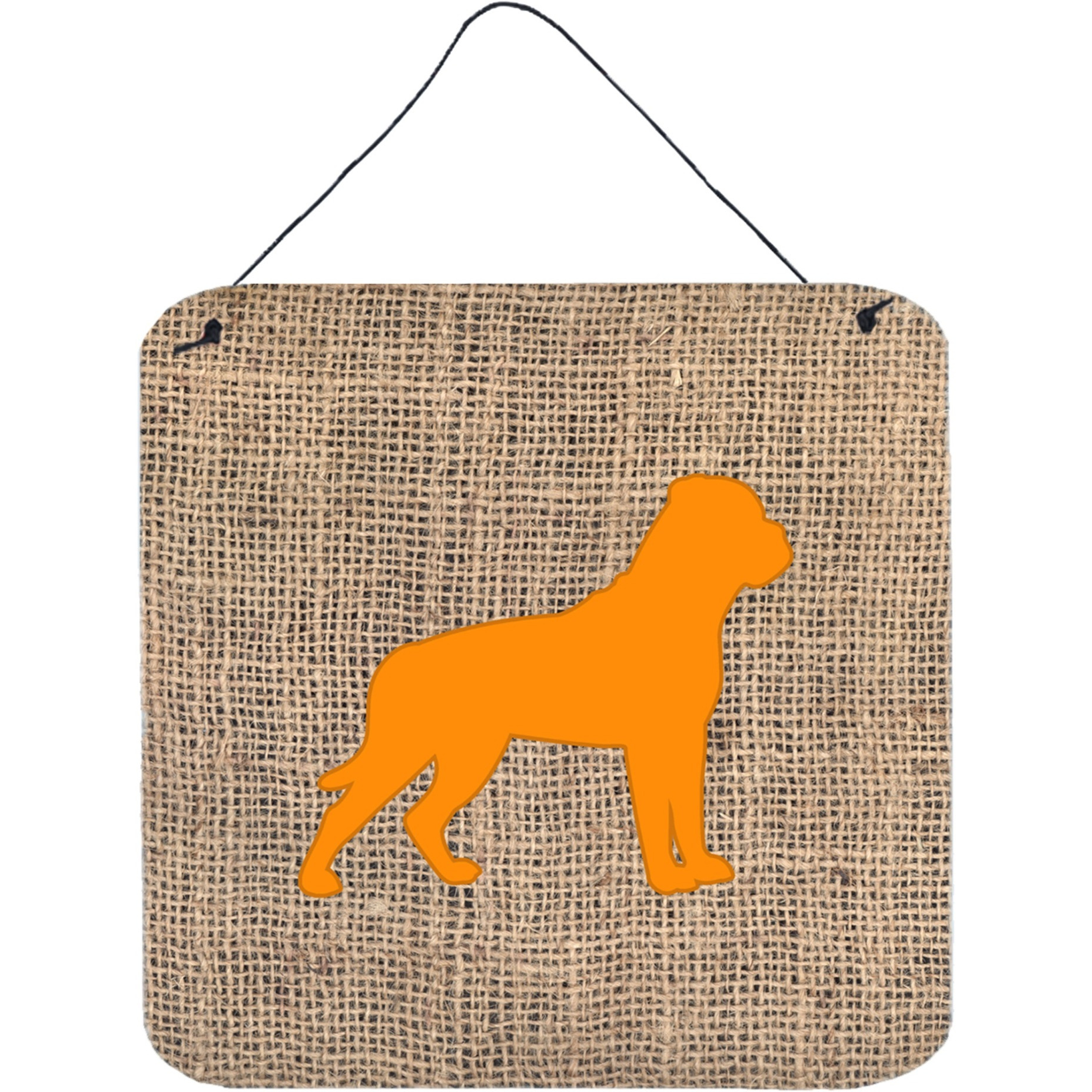 &quotCaroline's Treasures Rottweiler Burlap and Orange Aluminum Metal Wall or Door Hanging Prints, 6 x 6"", Multicolor"