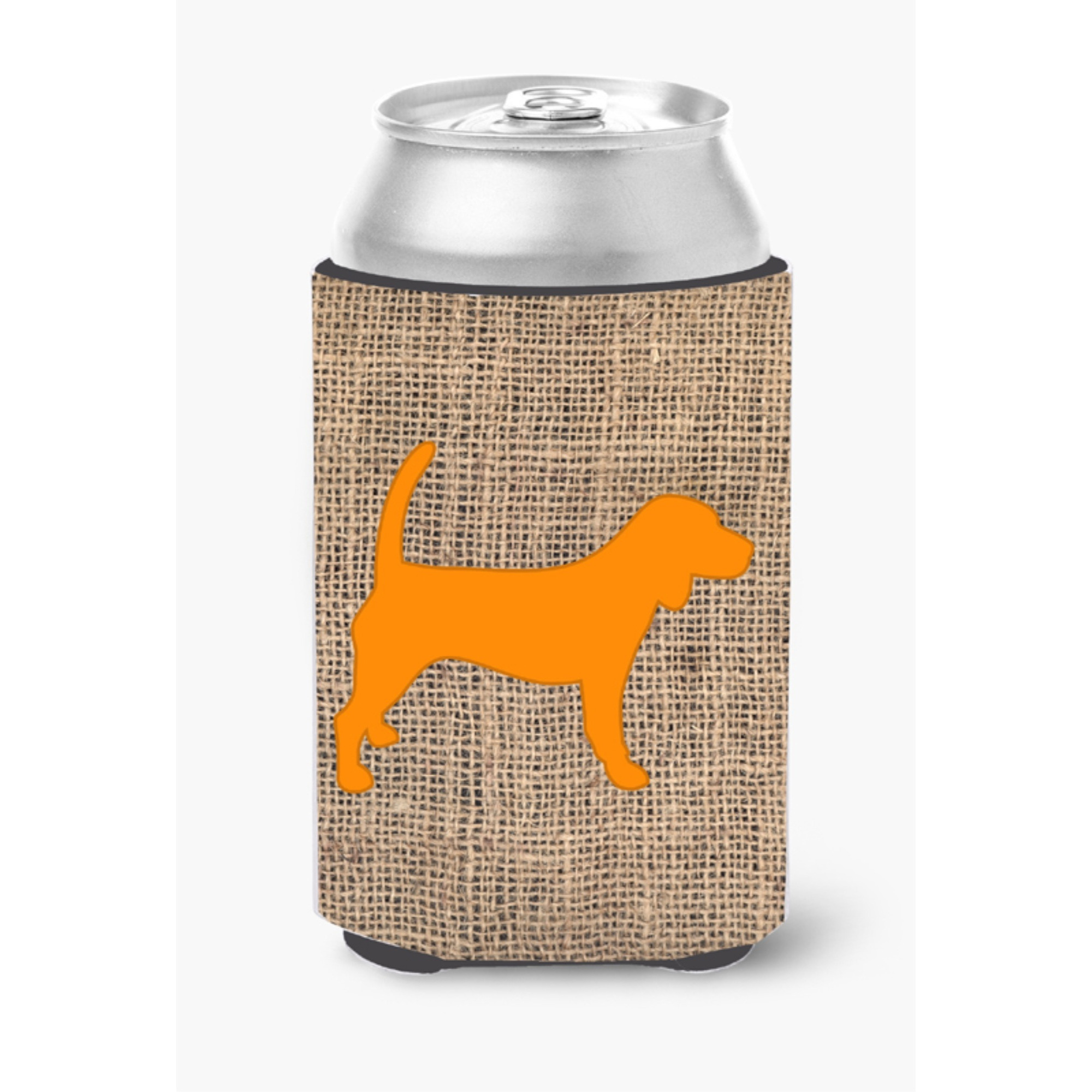Beagle Burlap and Orange Can or Bottle Beverage Insulator Hugger BB1087
