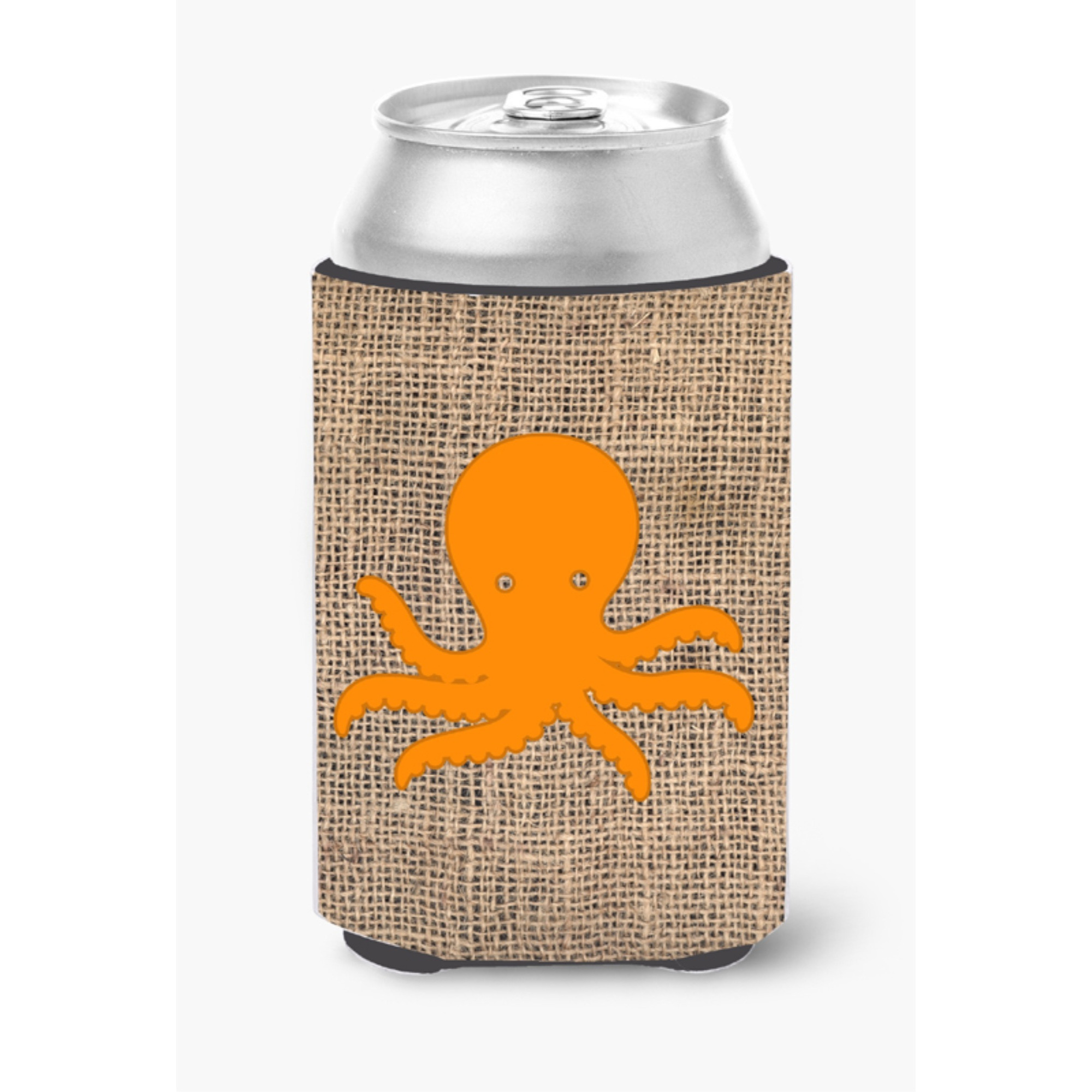 Octopus Burlap and Orange Can or Bottle Beverage Insulator Hugger