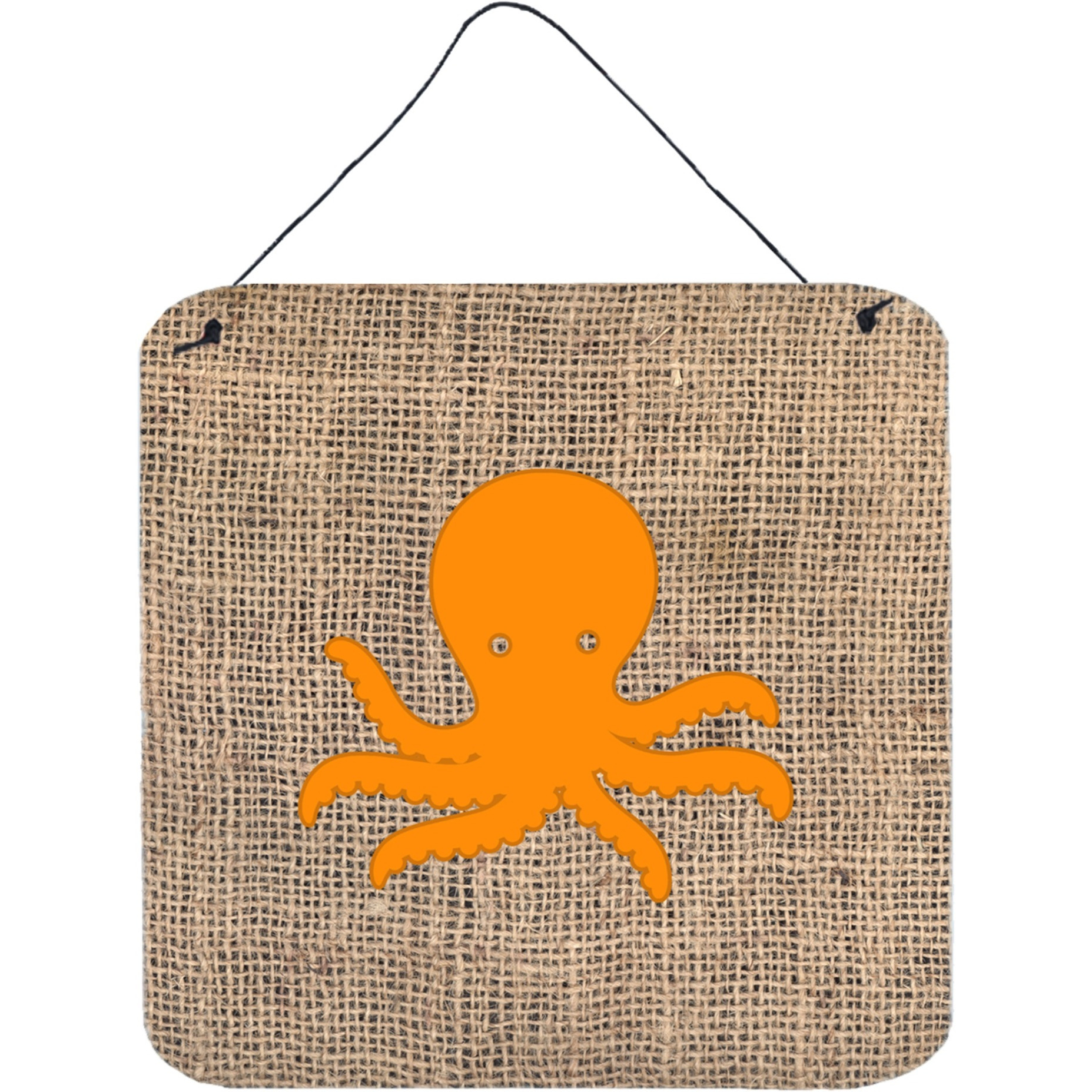 &quotCaroline's Treasures BB1090-BL-OR-DS66 Octopus Burlap and Orange Aluminum Metal Wall or Door Hanging Prints, 6 x 6"", Multicolor"