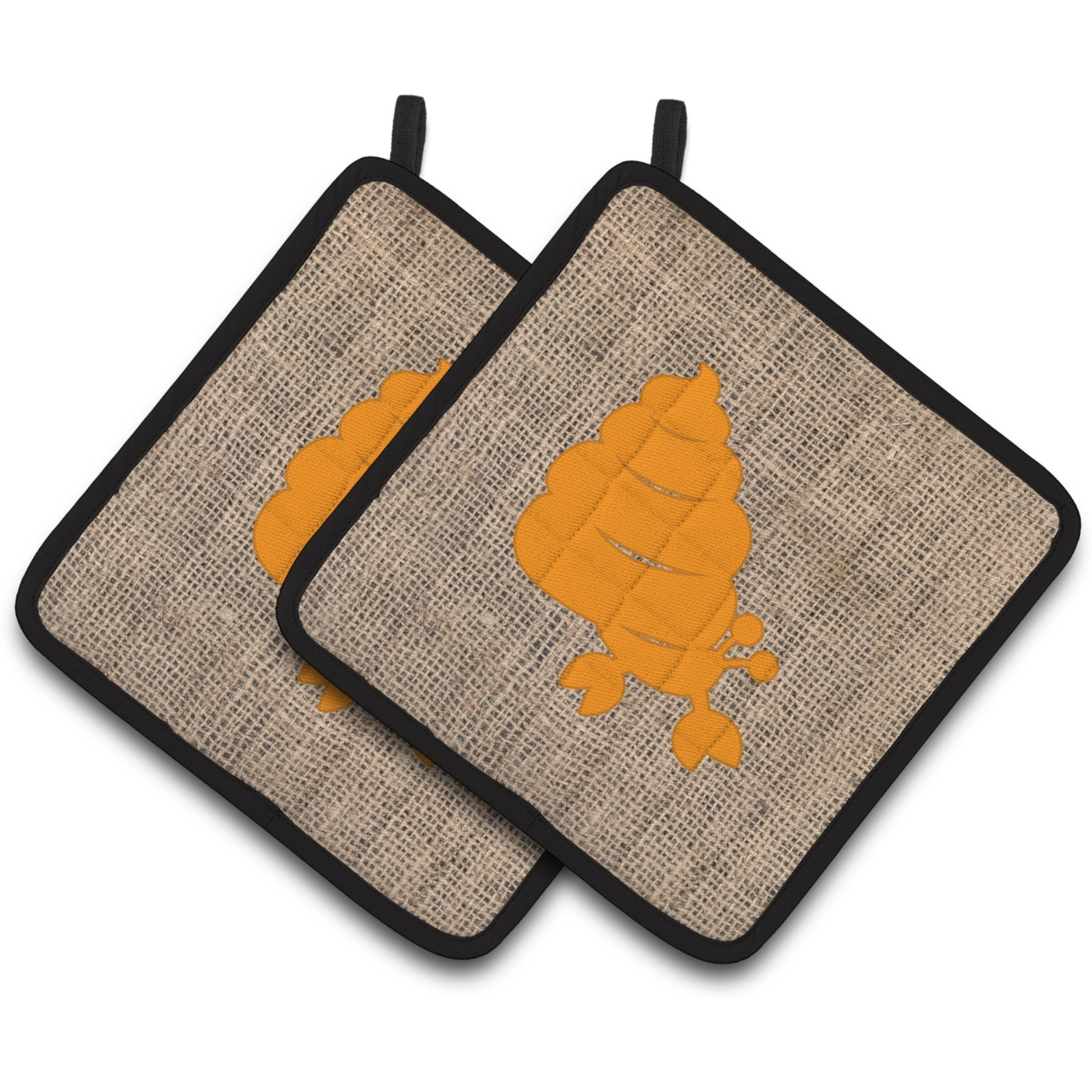&quotCaroline's Treasures Hermit Crab Faux Burlap & Orange Pair of Pot Holders BB1092-BL-OR-PTHD, 7.5HX7.5W, Multicolor"