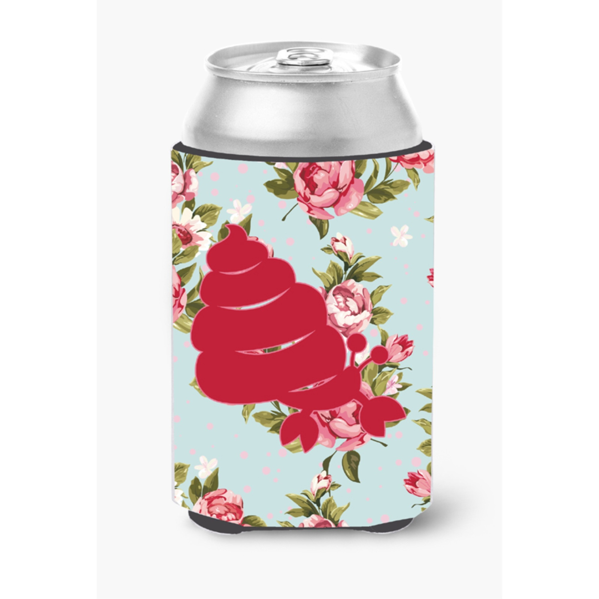 Hermit Crab Shabby Chic Blue Roses Can or Bottle Beverage Insulator Hugger BB1092