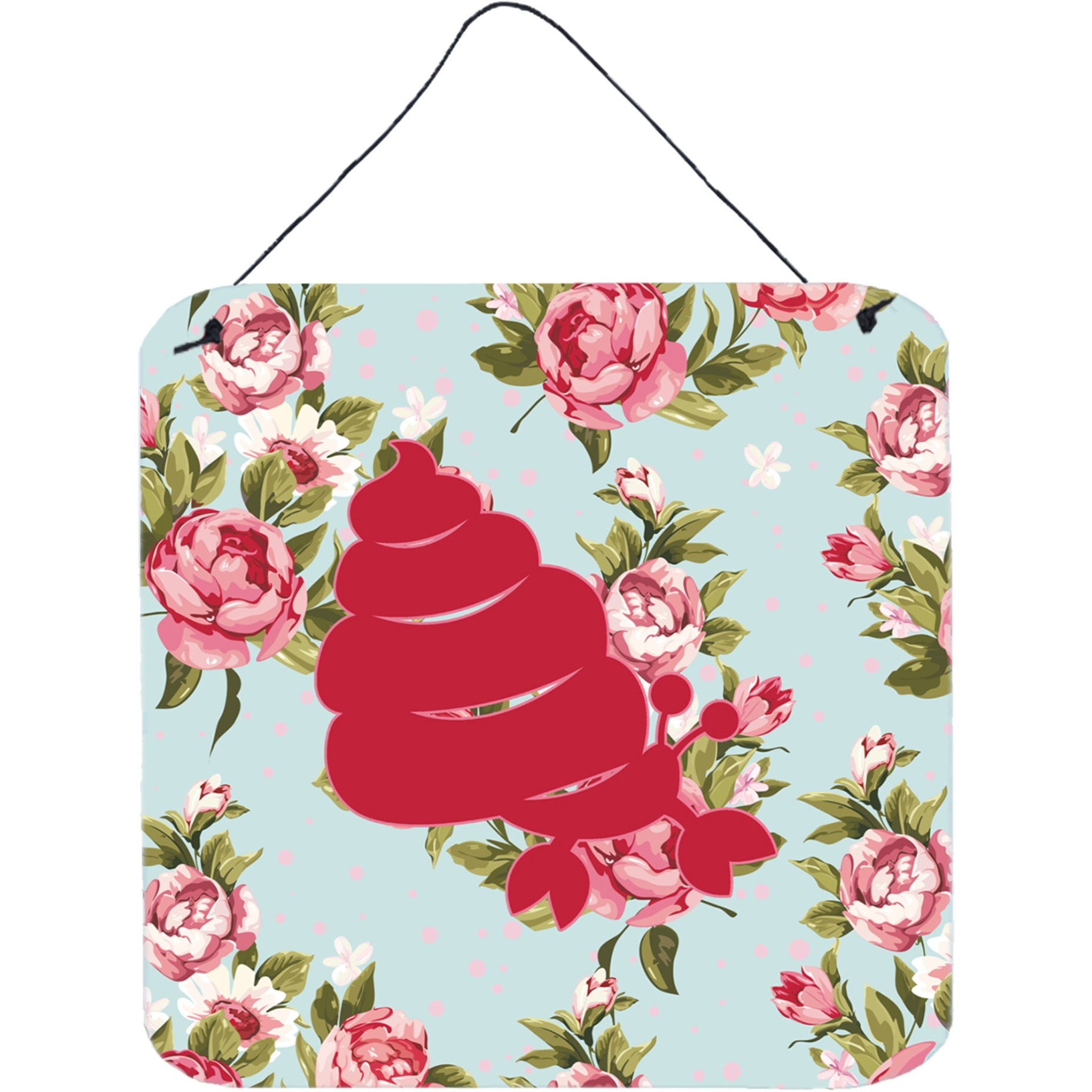 &quotCaroline's Treasures BB1092-RS-BU-DS66 Hermit Crab Shabby Chic Blue Roses Wall or Door Hanging Prints, 6 x 6"", Multicolor"