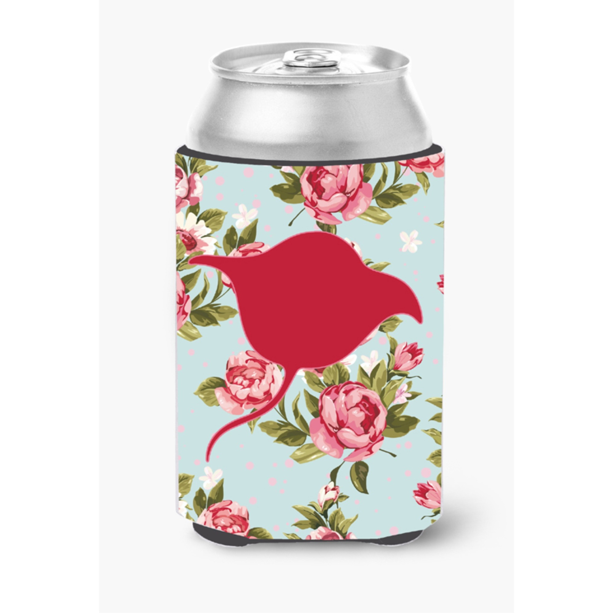 Stingray Shabby Chic Blue Roses Can or Bottle Beverage Insulator Hugger BB1094