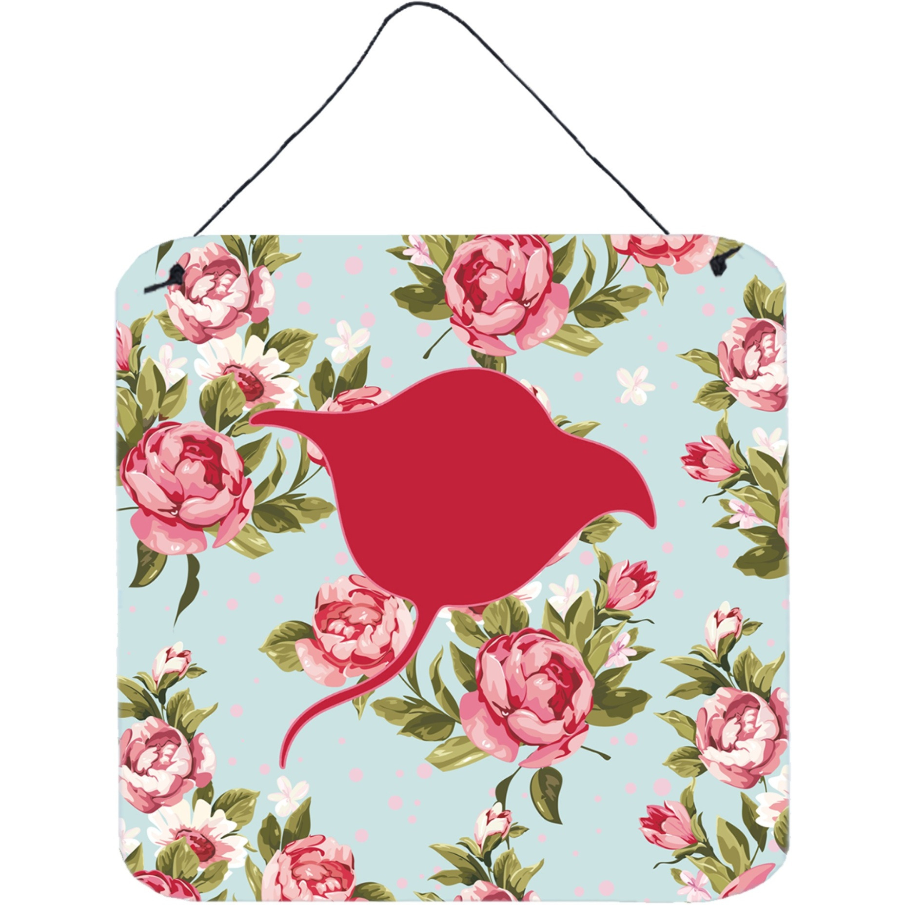 &quotCaroline's Treasures BB1094-RS-BU-DS66 Stingray Shabby Chic Blue Roses Wall or Door Hanging Prints, 6 x 6"", Multicolor"