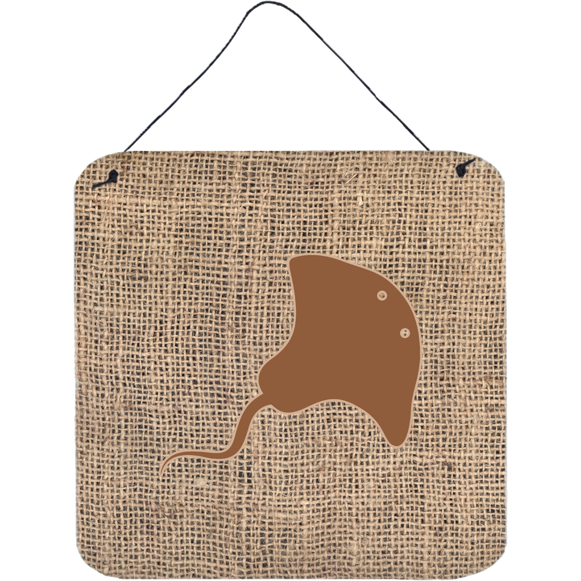 &quotCaroline's Treasures BB1095-BL-BN-DS66 Stingray Burlap and Brown Aluminum Metal Wall or Door Hanging Prints, 6 x 6"", Multicolor"
