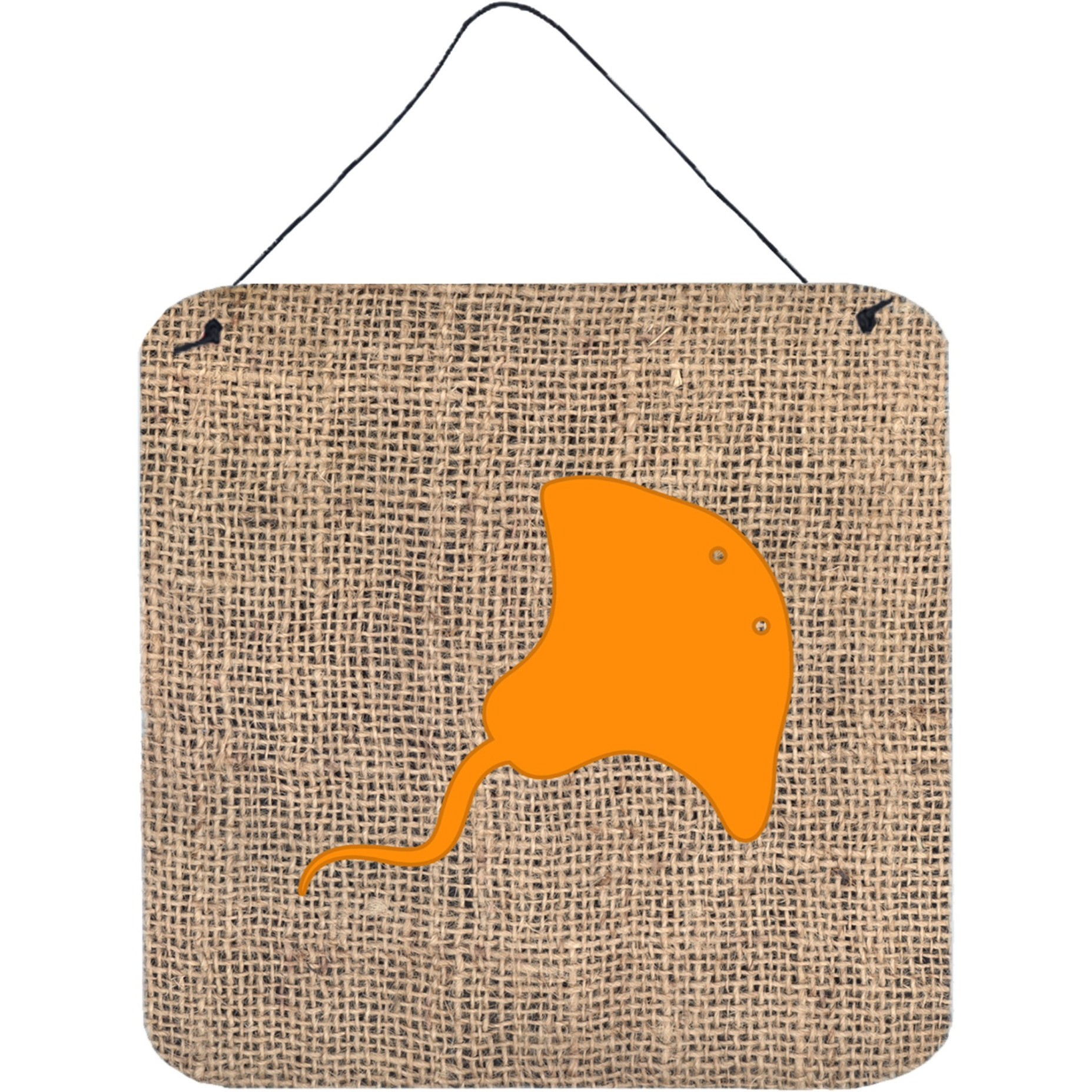 &quotCaroline's Treasures BB1095-BL-OR-DS66 Stingray Burlap and Orange Aluminum Metal Wall or Door Hanging Prints, 6 x 6"", Multicolor"