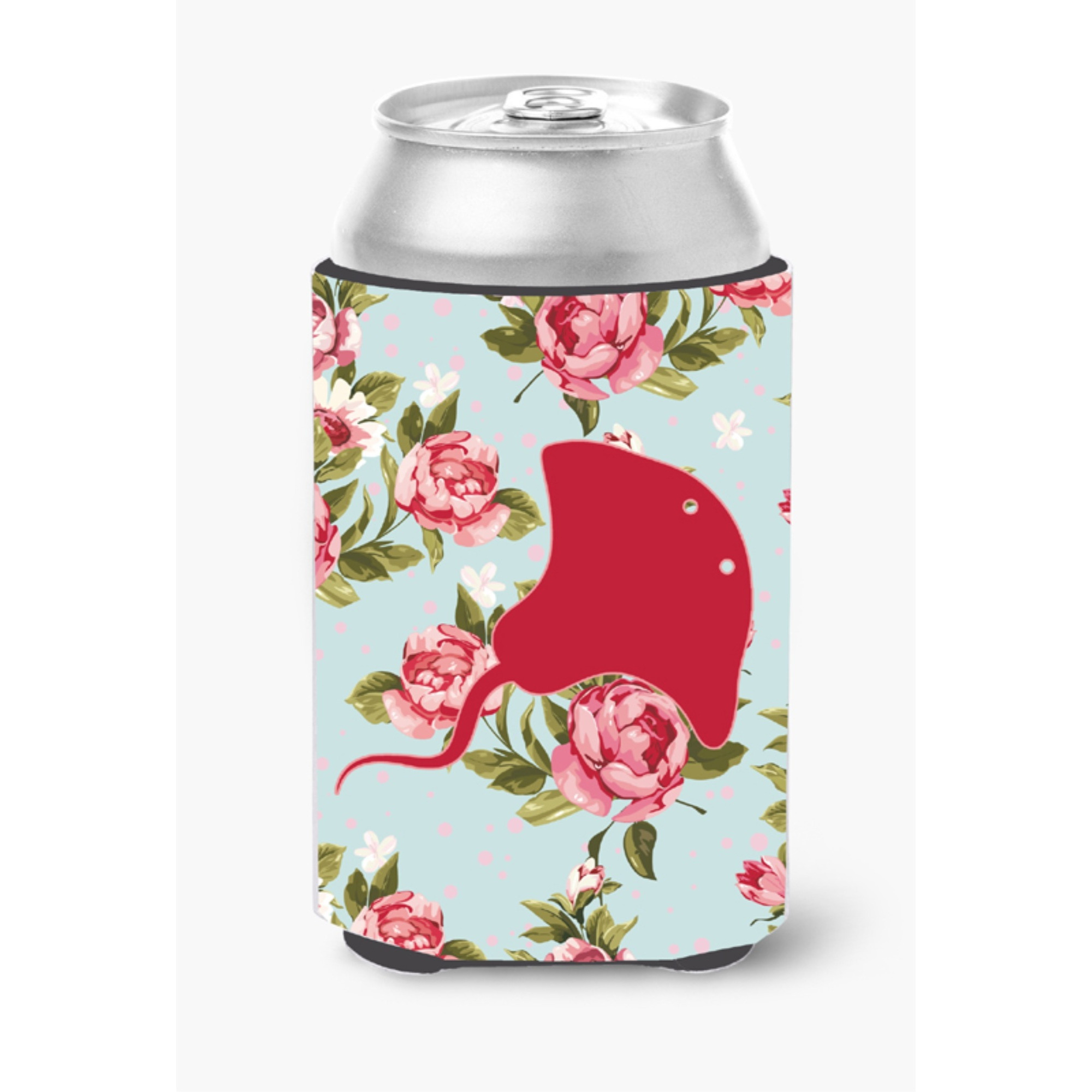 Stingray Shabby Chic Blue Roses Can or Bottle Beverage Insulator Hugger BB1095