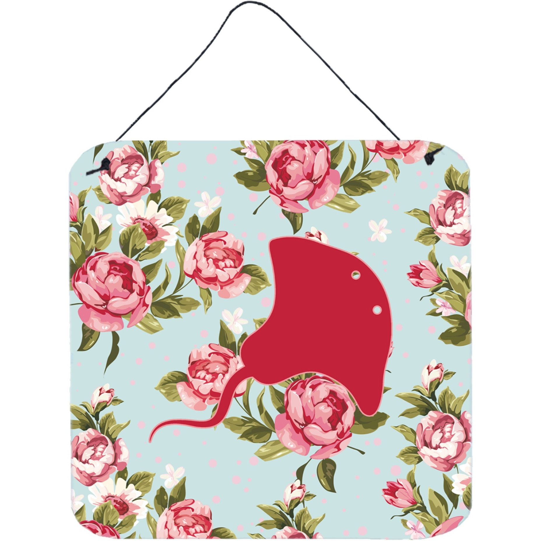 &quotCaroline's Treasures BB1095-RS-BU-DS66 Stingray Shabby Chic Blue Roses Wall or Door Hanging Prints, 6 x 6"", Multicolor"