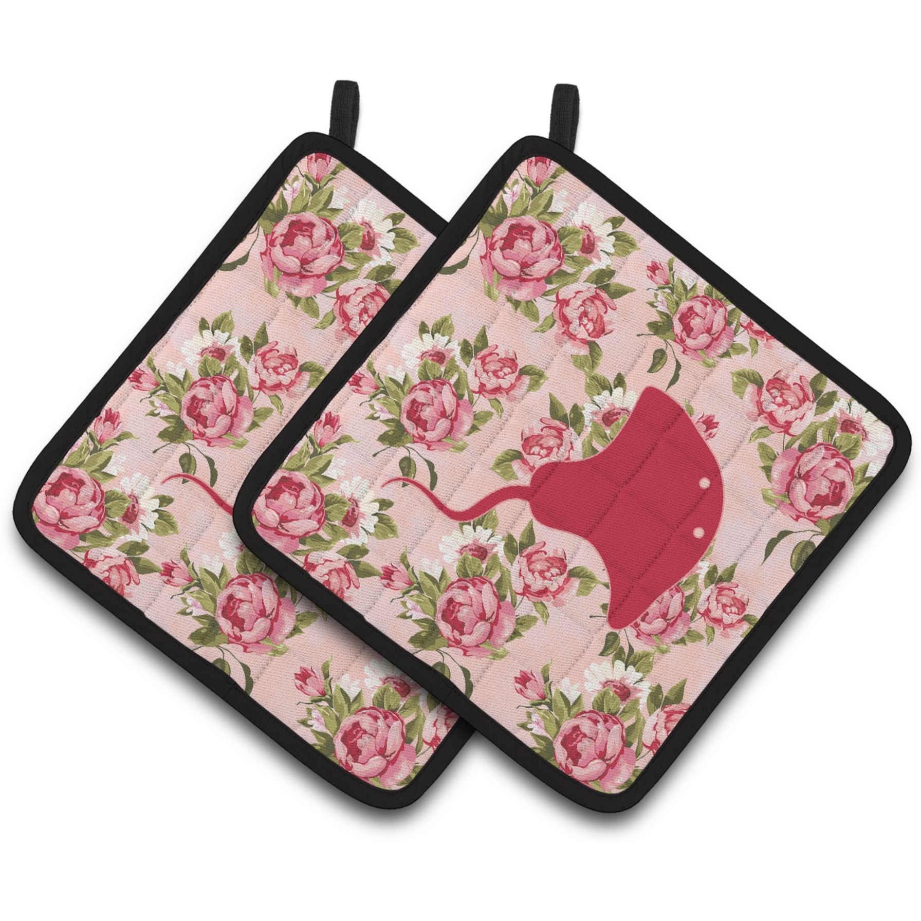 &quotCaroline's Treasures Stingray Shabby Chic Pink Roses Pair of Pot Holders BB1095-RS-PK-PTHD, 7.5HX7.5W, Multicolor"