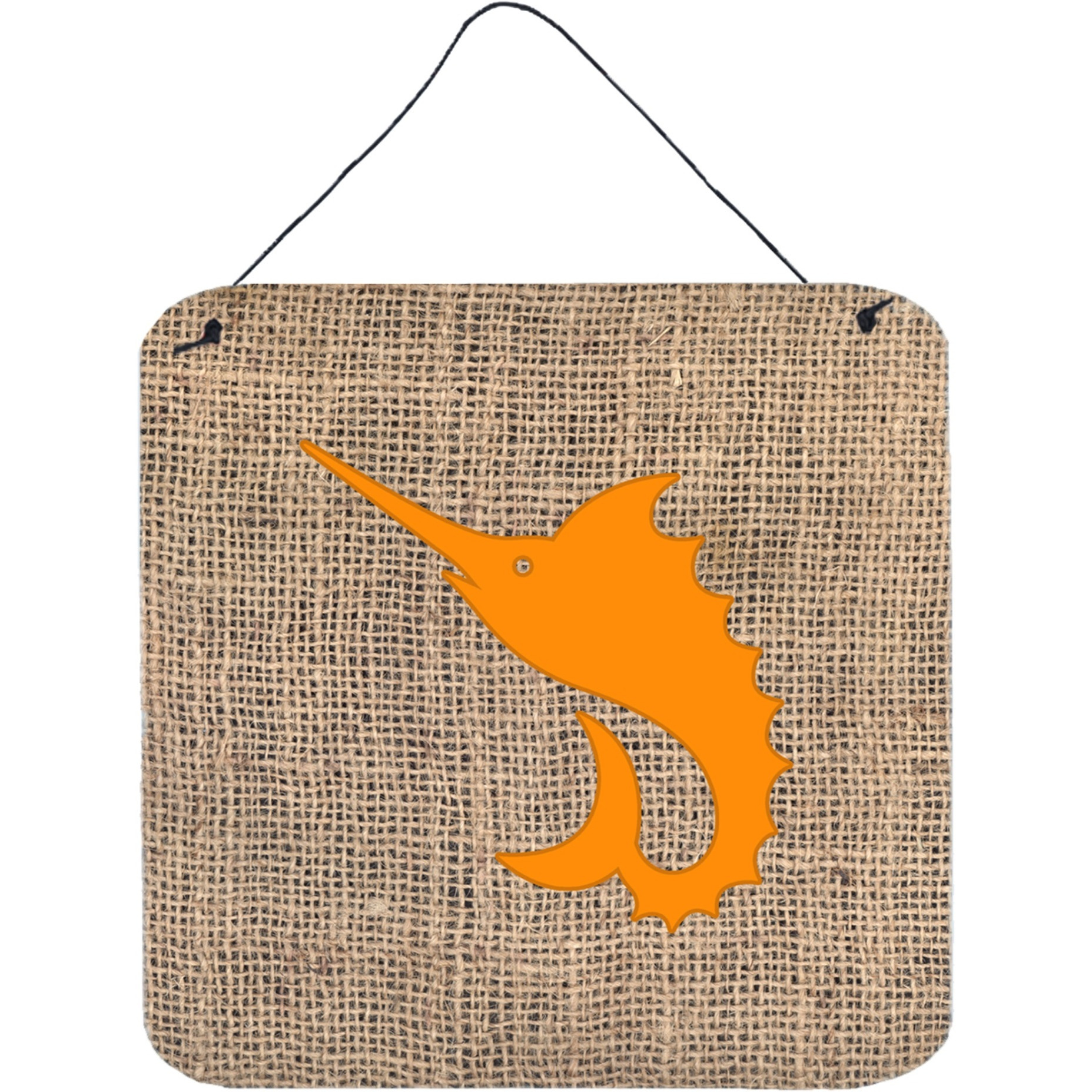 &quotCaroline's Treasures Fish-Sword Fish Burlap and Orange Wall or Door Hanging Prints, 6 x 6"", Multicolor"