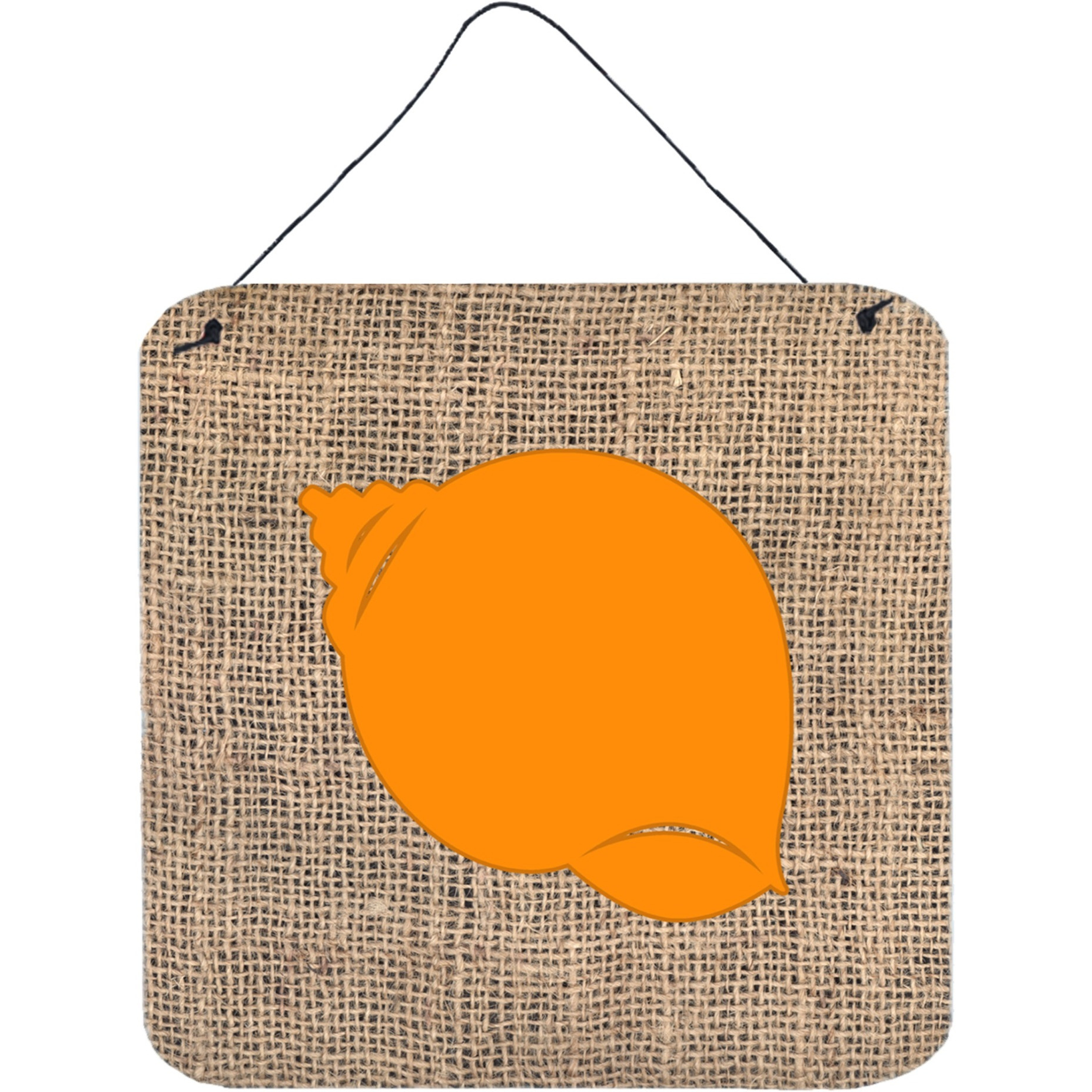 &quotCaroline's Treasures Shell Burlap and Orange Aluminum Metal Wall or Door Hanging Prints, 6 x 6"", Multicolor"