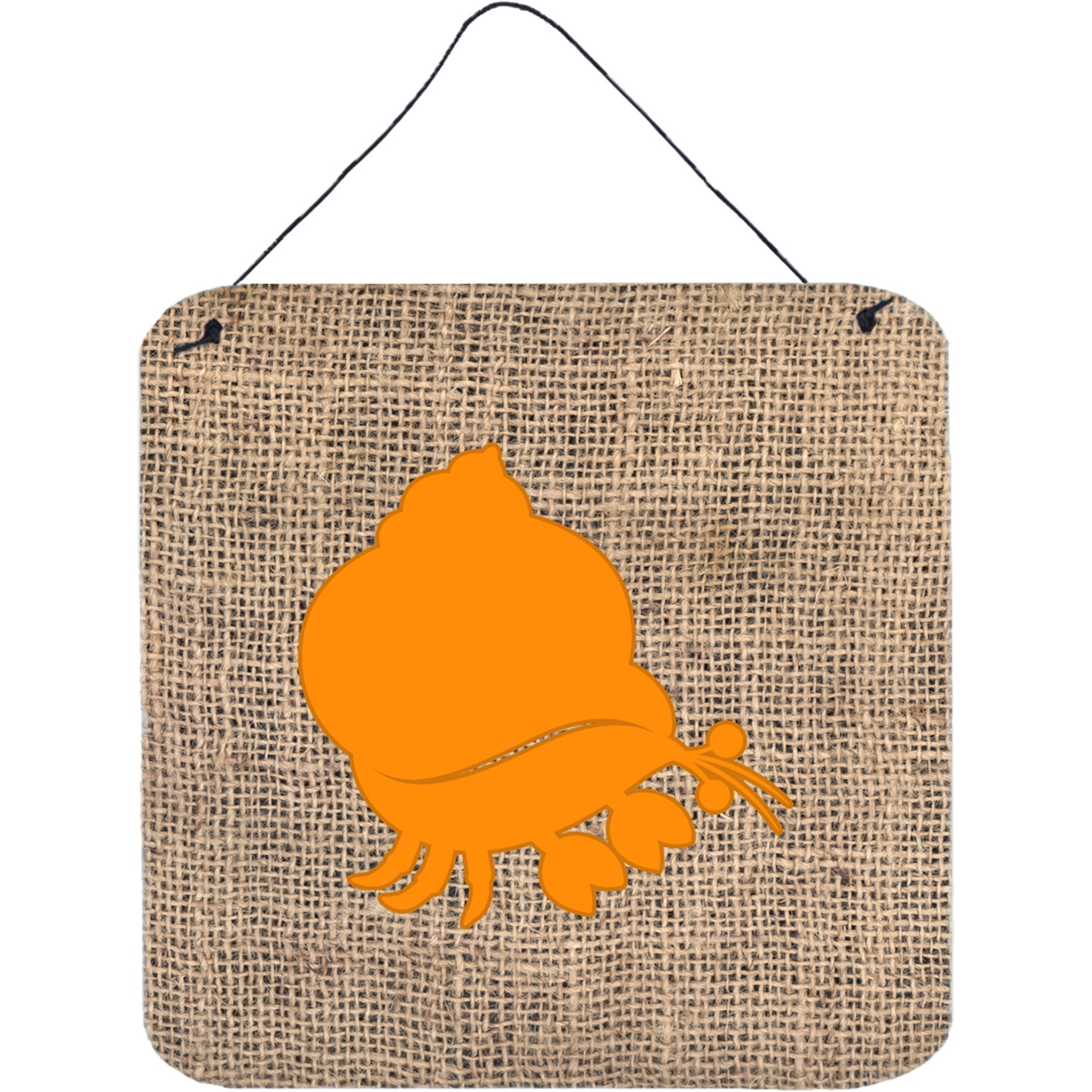 &quotCaroline's Treasures BB1102-BL-OR-DS66 Hermit Crab Burlap and Orange Wall or Door Hanging Prints, 6 x 6"", Multicolor"