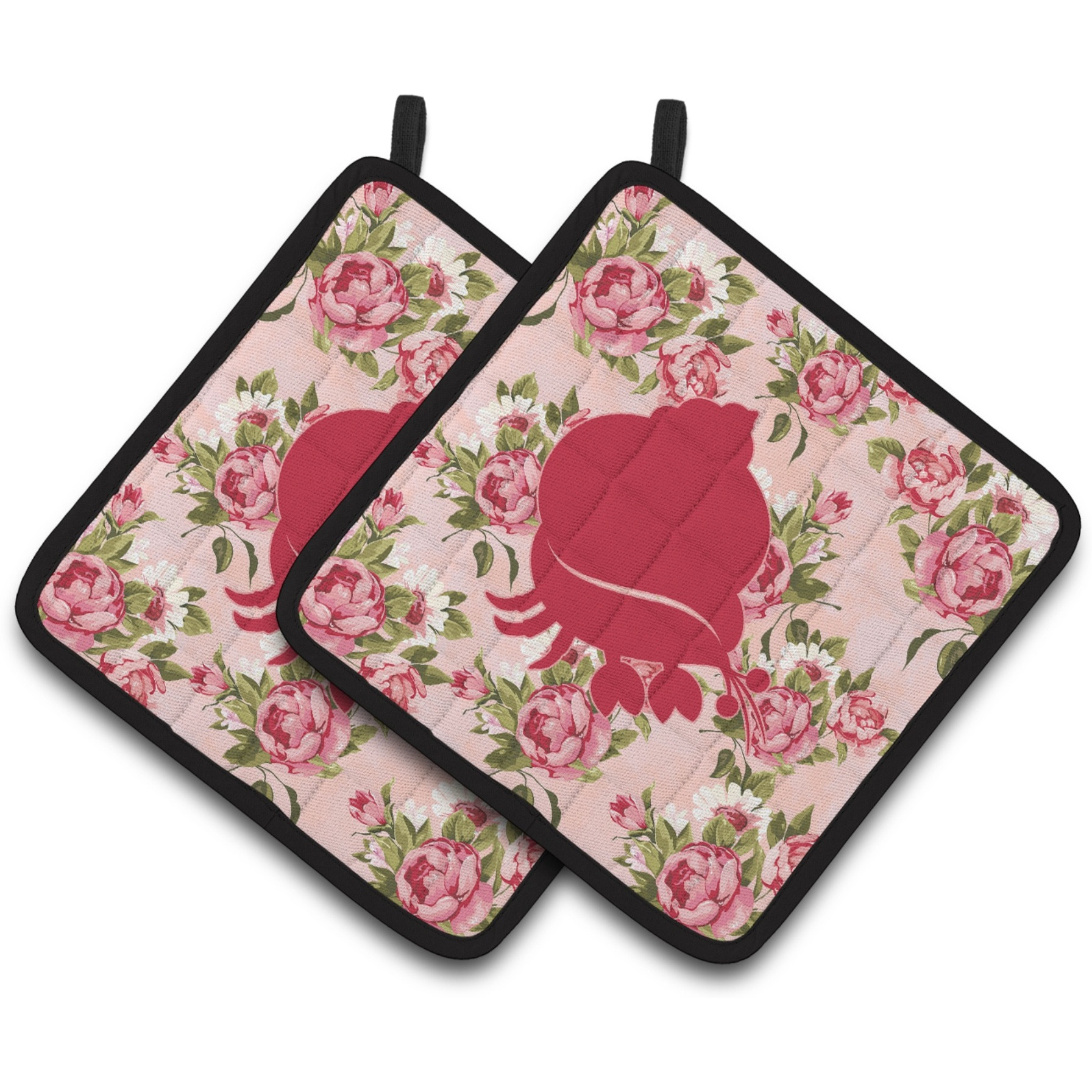 &quotCaroline's Treasures Hermit Crab Shabby Chic Pink Roses Pair of Pot Holders BB1102-RS-PK-PTHD, 7.5HX7.5W, Multicolor"