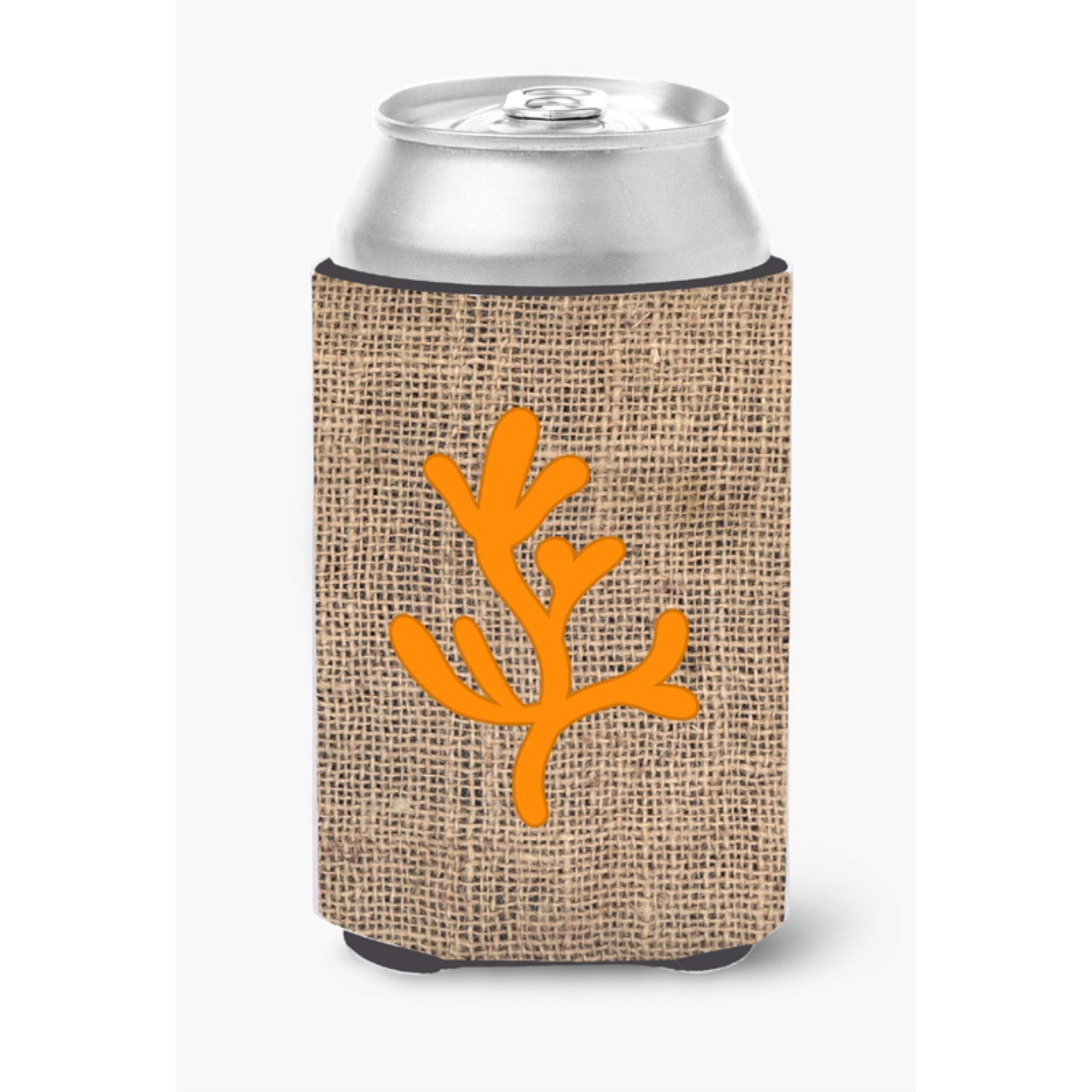 Coral Burlap and Orange Can or Bottle Beverage Insulator Hugger