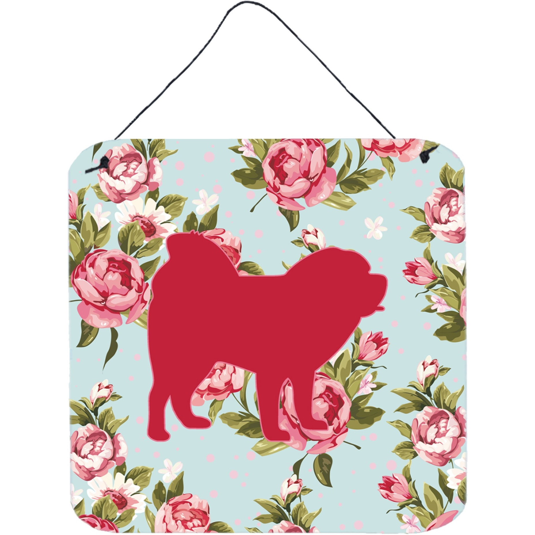 &quotCaroline's Treasures Chow Chow Shabby Chic Blue Roses Wall or Door Hanging Prints, 6 x 6"", Multicolor"