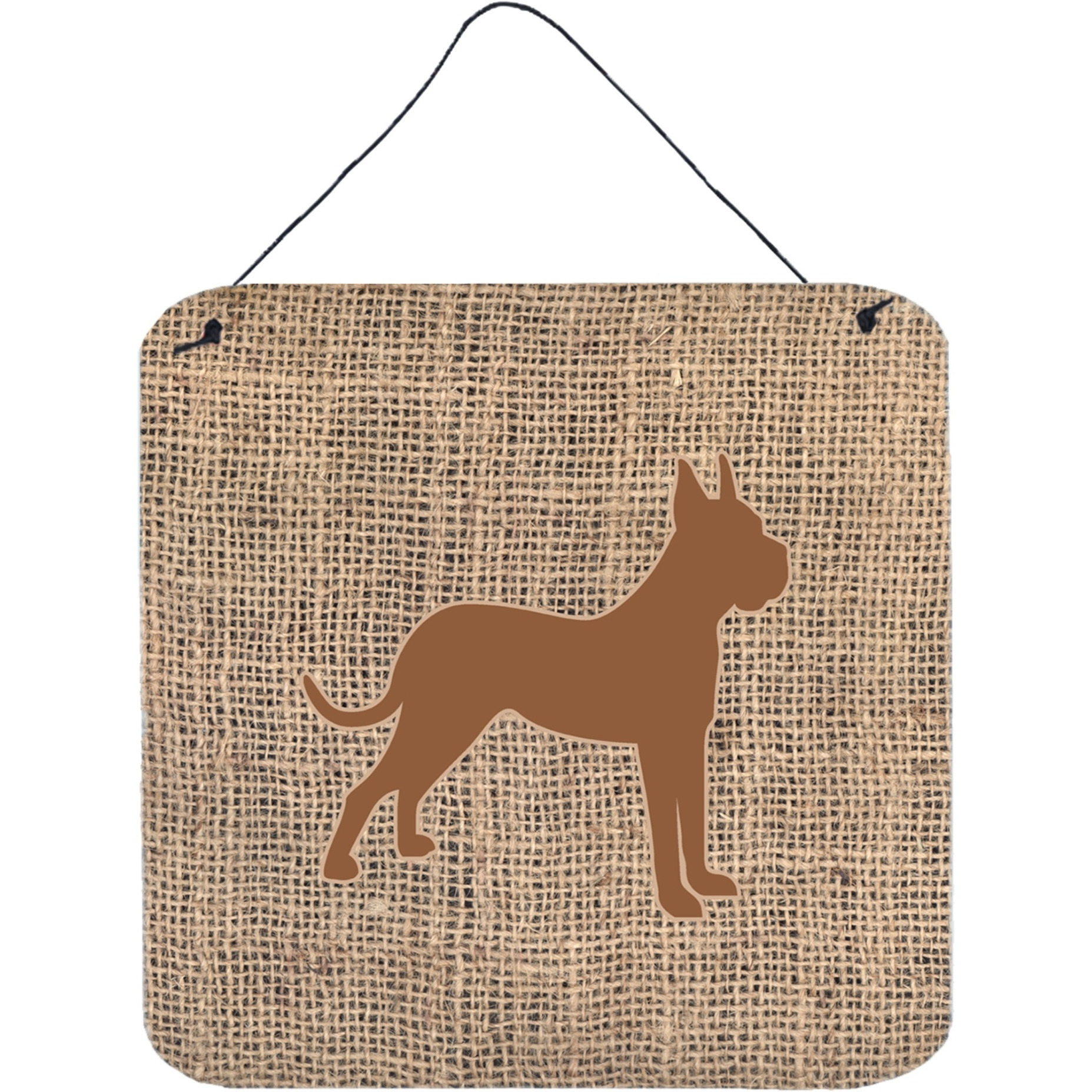&quotCaroline's Treasures Boxer Burlap and Brown Aluminum Metal Wall or Door Hanging Prints, 6 x 6"", Multicolor"