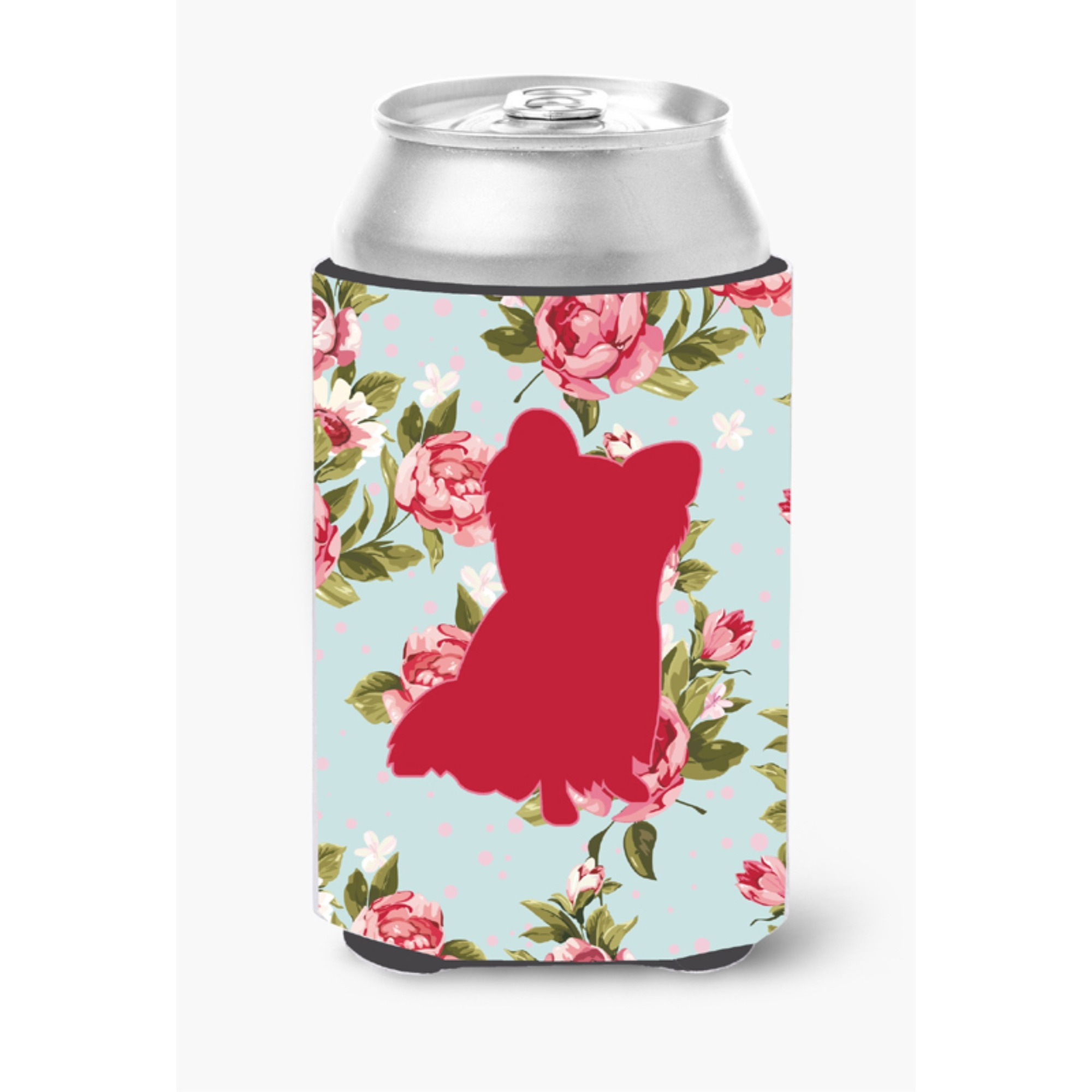 Chihuahua Shabby Chic Blue Roses Can or Bottle Beverage Insulator Hugger BB1115