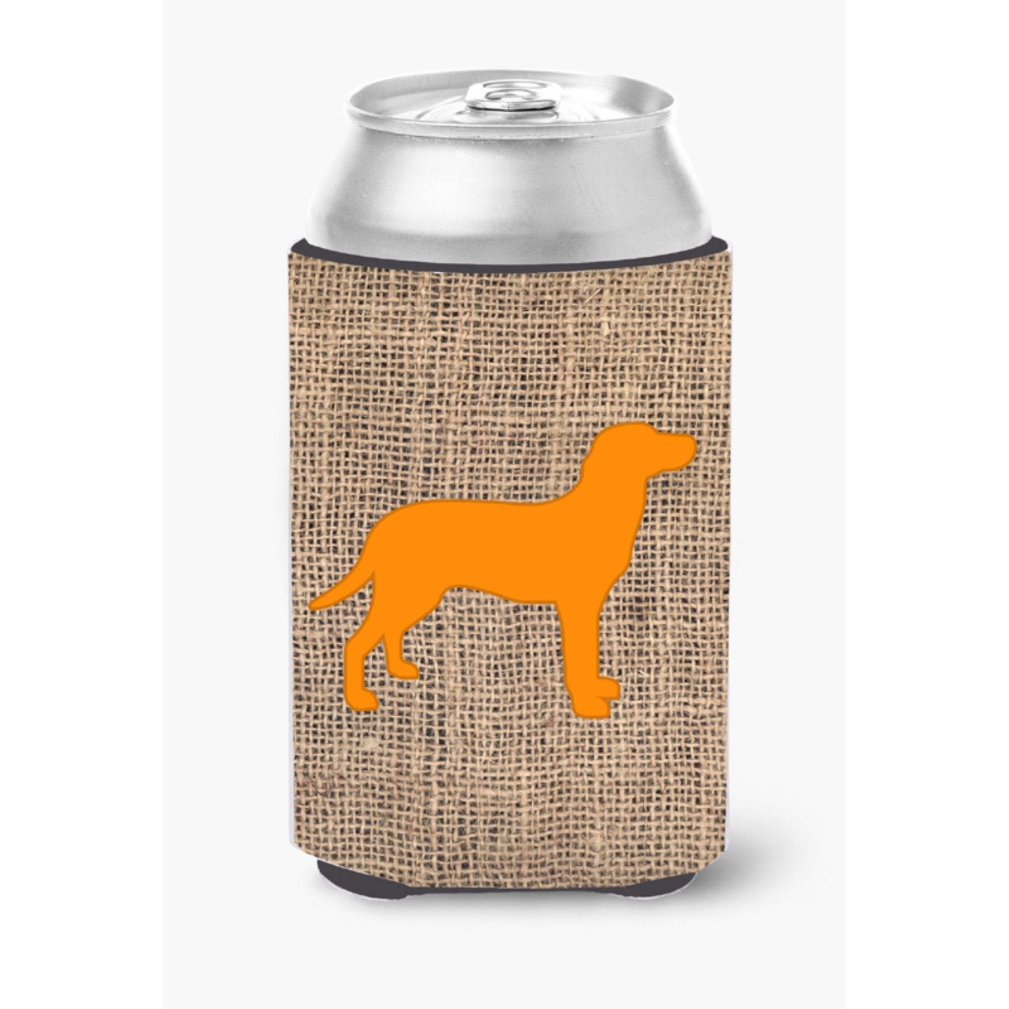 Labrador Burlap and Orange Can or Bottle Beverage Insulator Hugger BB1116