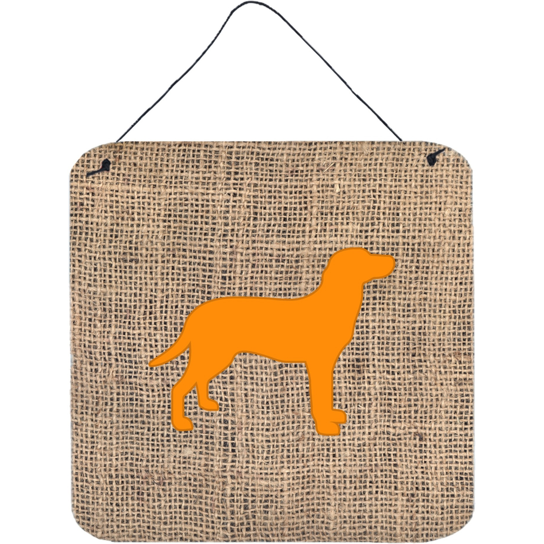 &quotCaroline's Treasures BB1116-BL-OR-DS66 Labrador Burlap and Orange Aluminum Metal Wall or Door Hanging Prints, 6 x 6"", Multicolor"