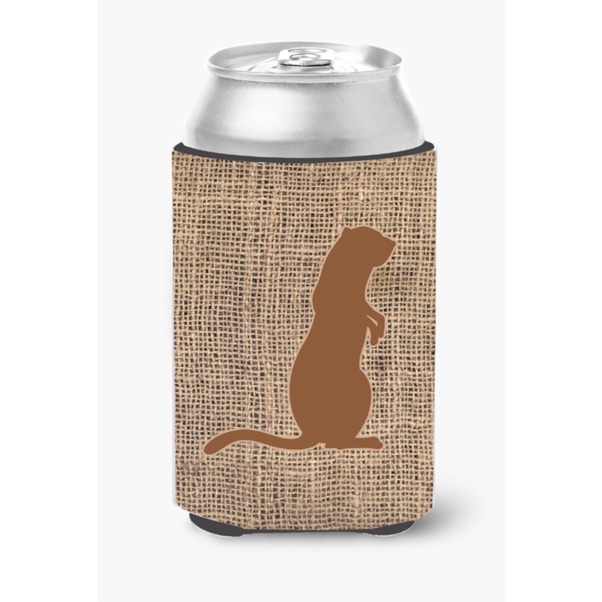 Meerkat Burlap and Brown Can or Bottle Beverage Insulator Hugger