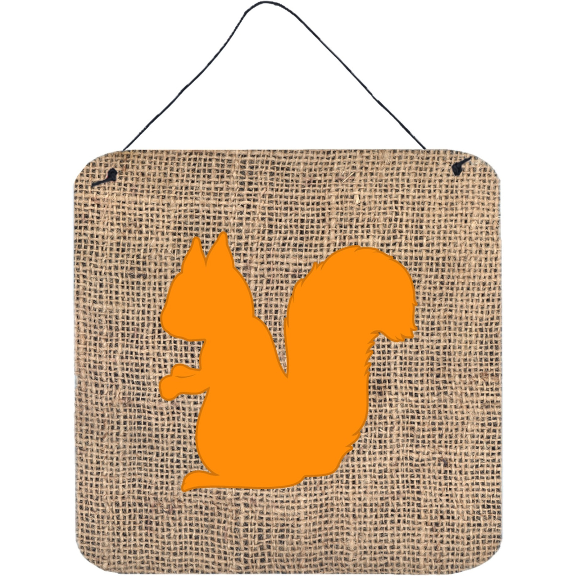 &quotCaroline's Treasures Squirrel Burlap and Orange Aluminum Metal Wall or Door Hanging Prints, 6 x 6"", Multicolor"