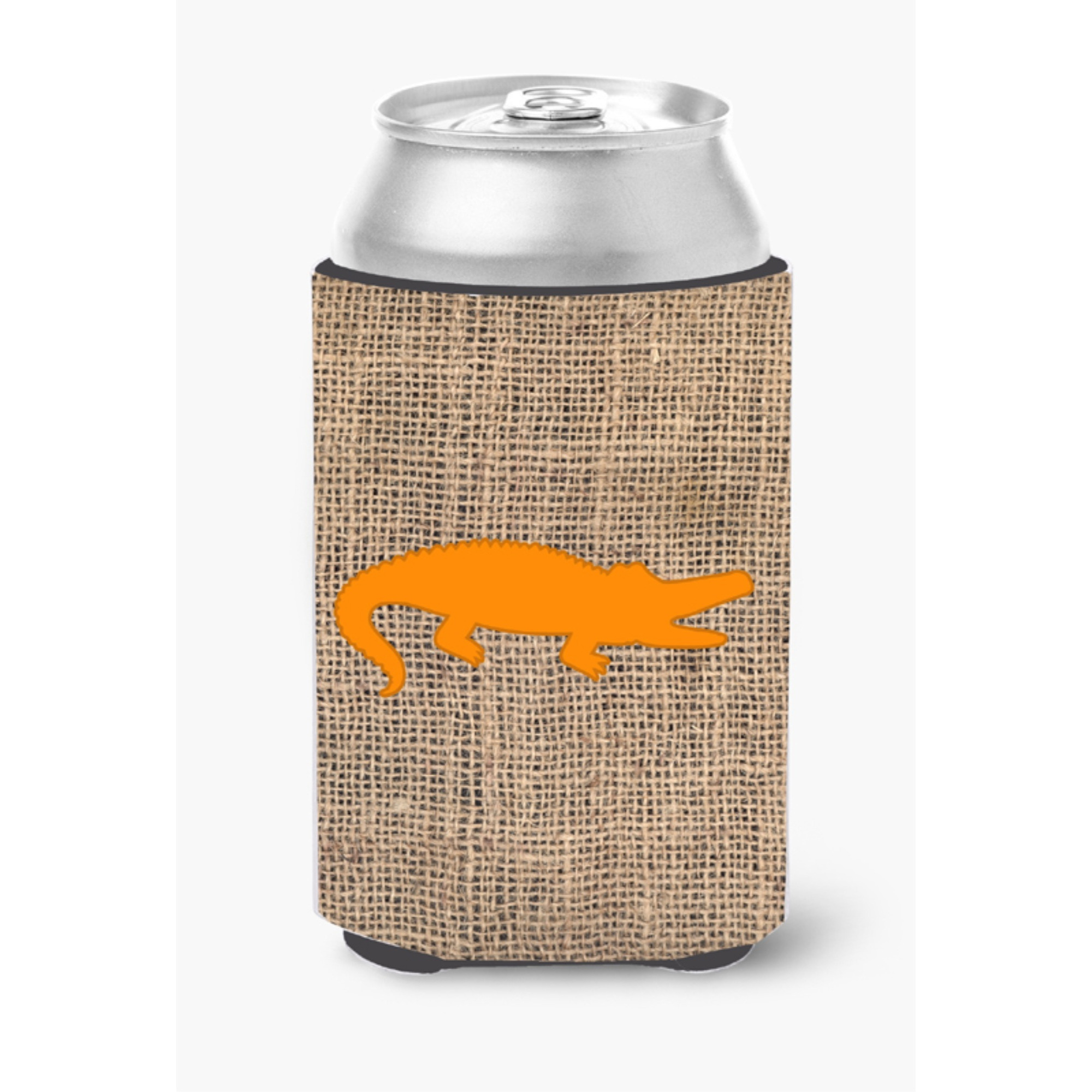 Alligator Burlap and Orange Can or Bottle Beverage Insulator Hugger