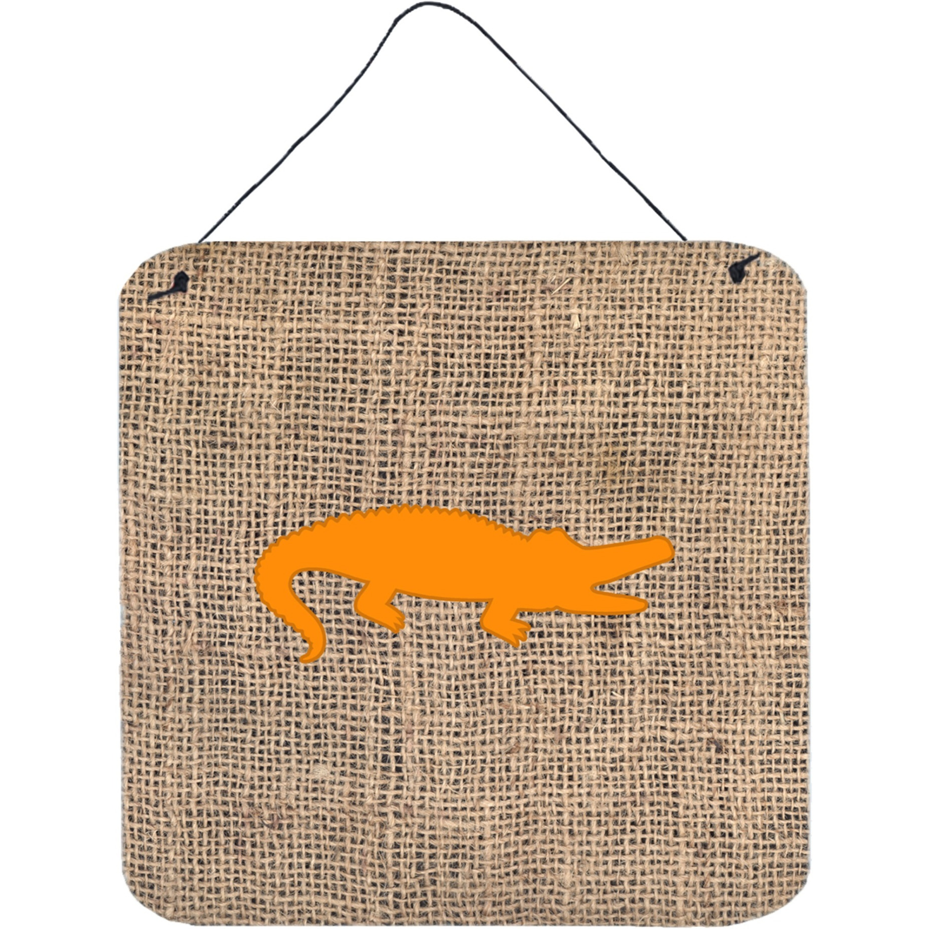 &quotCaroline's Treasures Alligator Burlap and Orange Aluminum Metal Wall or Door Hanging Prints, 6 x 6"", Multicolor"