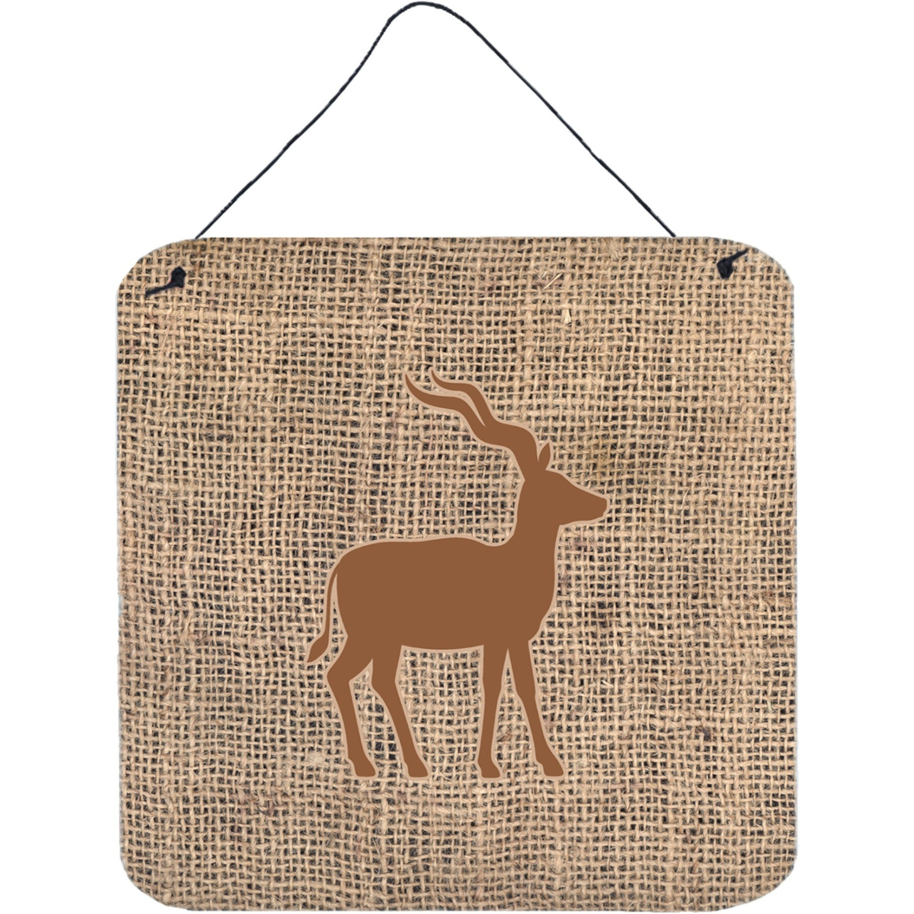 &quotCaroline's Treasures BB1121-BL-BN-DS66 Deer Burlap and Brown Aluminum Metal Wall or Door Hanging Prints, 6 x 6"", Multicolor"