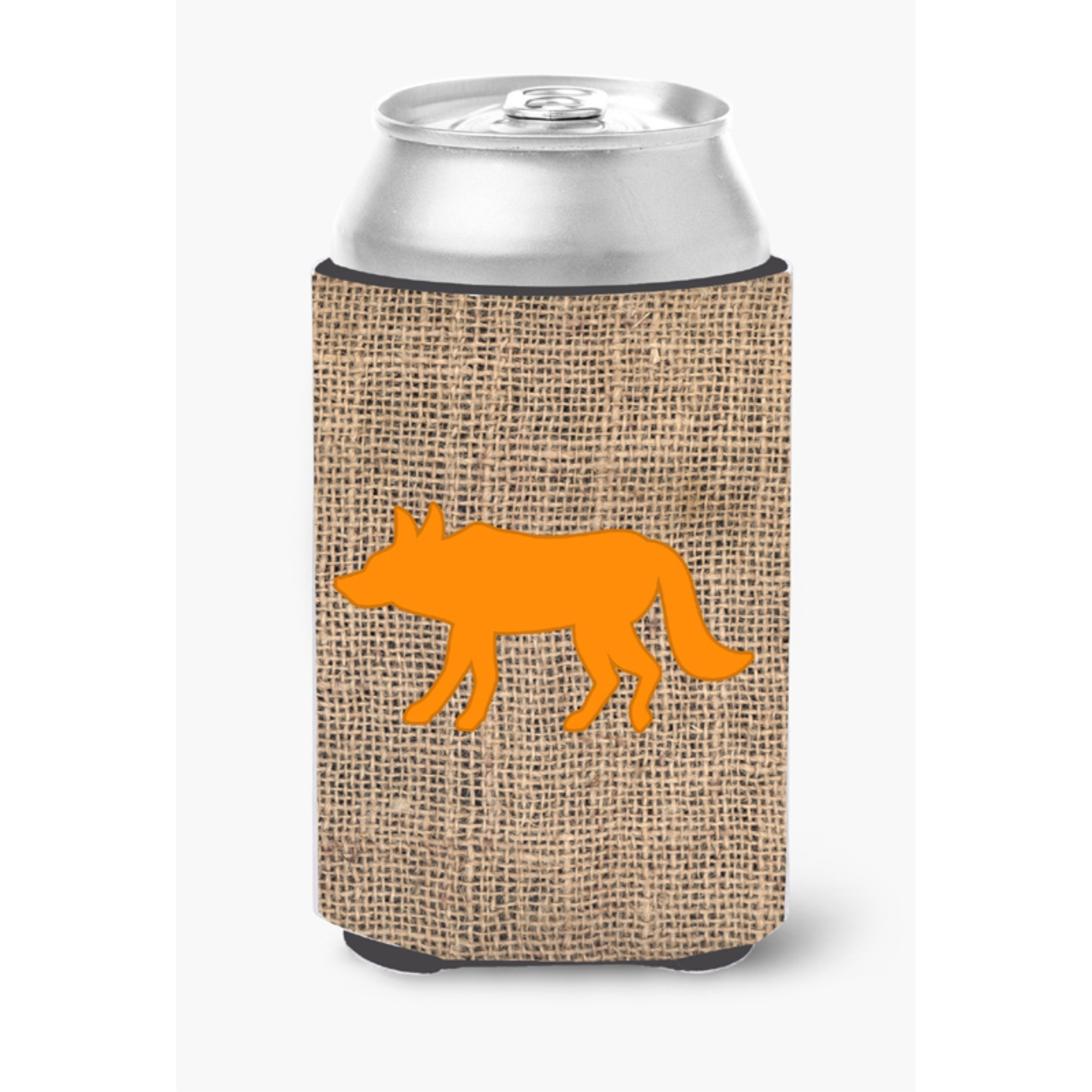 Wolf Burlap and Orange Can or Bottle Beverage Insulator Hugger
