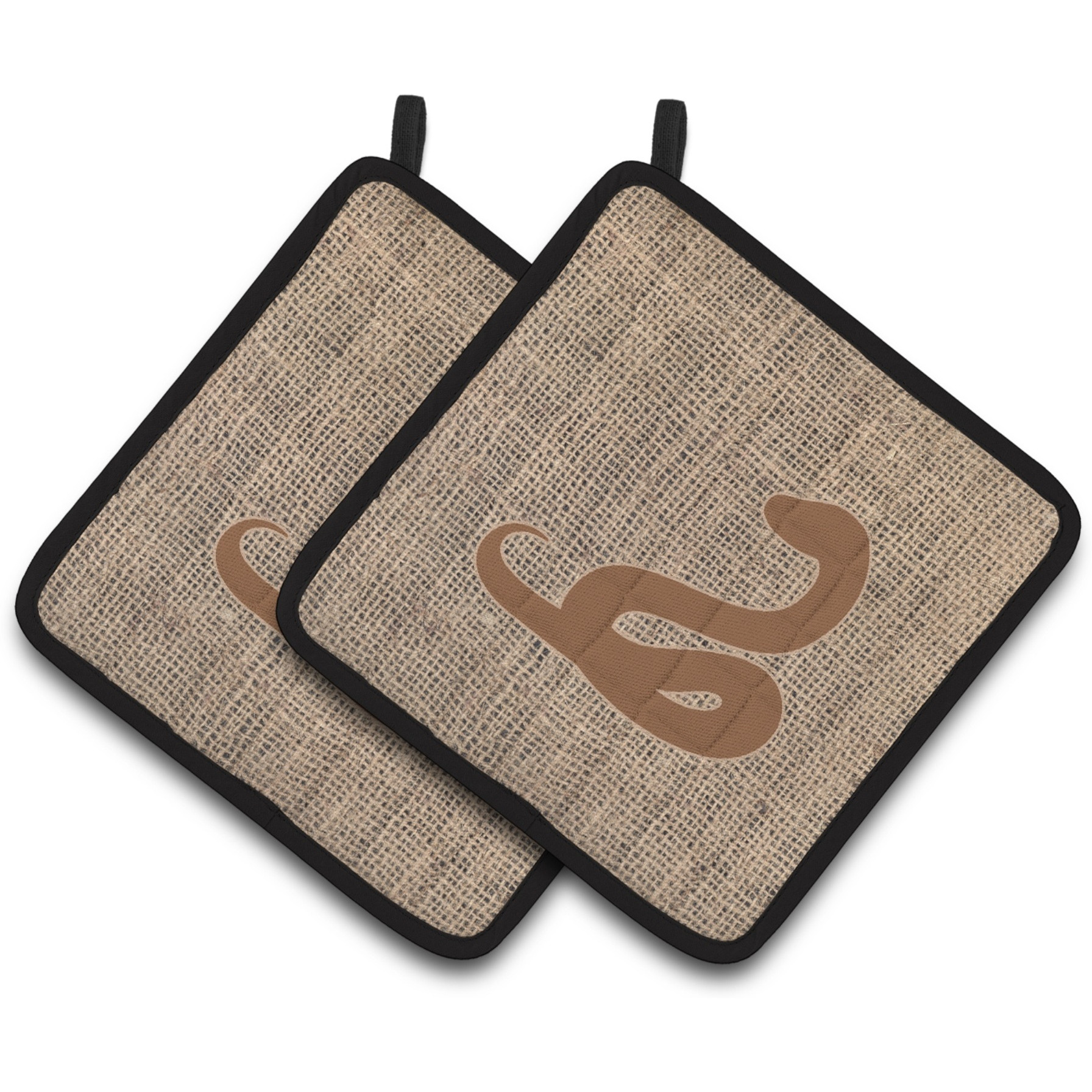 &quotCaroline's Treasures Snake Faux Burlap & Brown Pair of Pot Holders BB1124-BL-BN-PTHD, 7.5HX7.5W, Multicolor"
