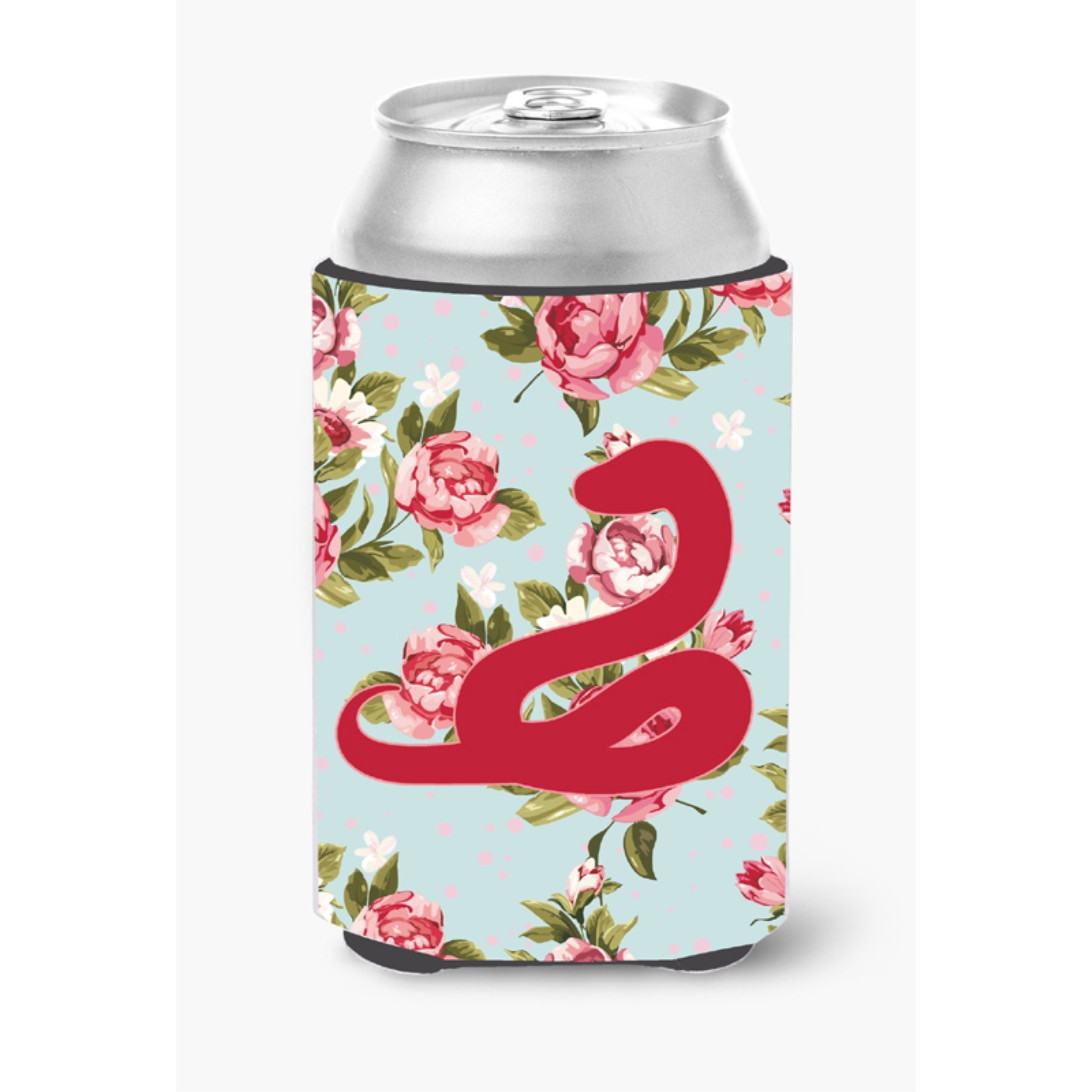 Snake Shabby Chic Blue Roses Can or Bottle Beverage Insulator Hugger BB1124