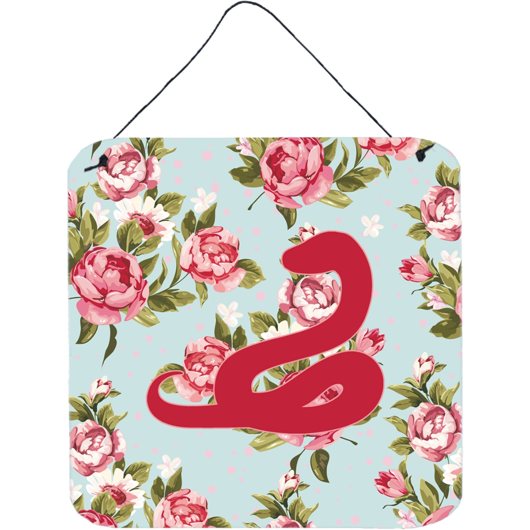 &quotCaroline's Treasures Snake Shabby Chic Blue Roses Aluminum Metal Wall or Door Hanging Prints, 6 x 6"", Multicolor"