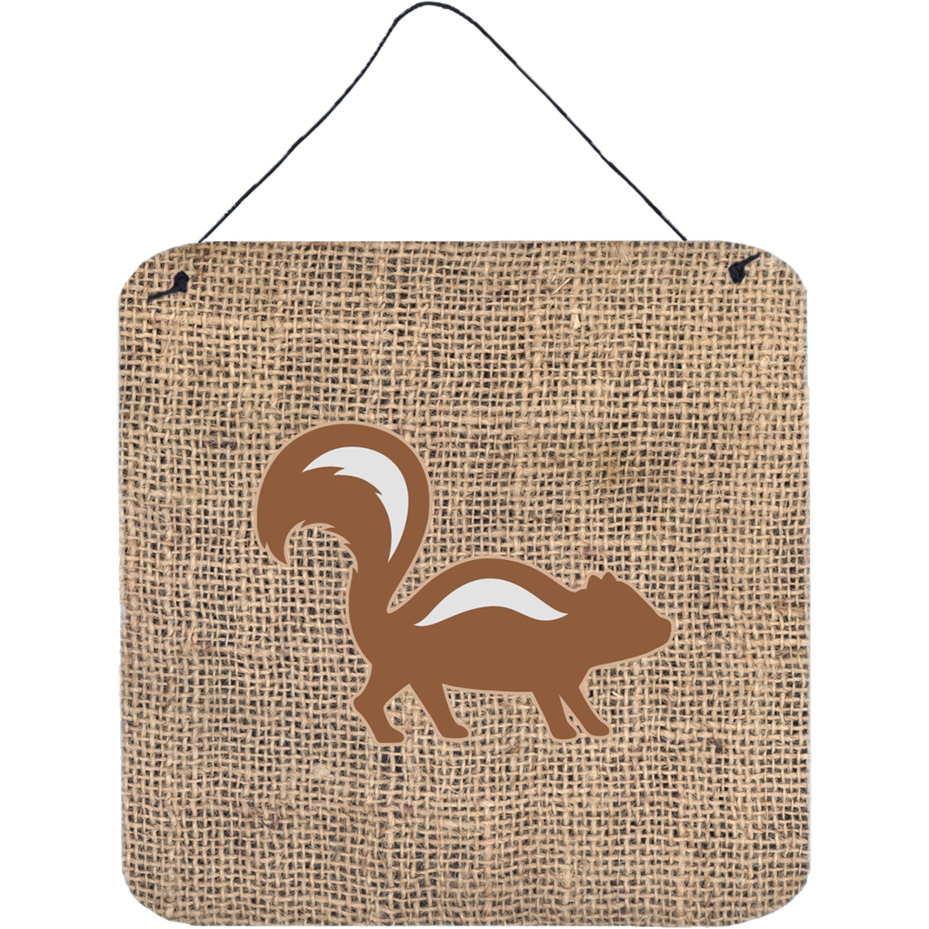 &quotCaroline's Treasures Skunk Burlap and Brown Aluminum Metal Wall or Door Hanging Prints, 6 x 6"", Multicolor"
