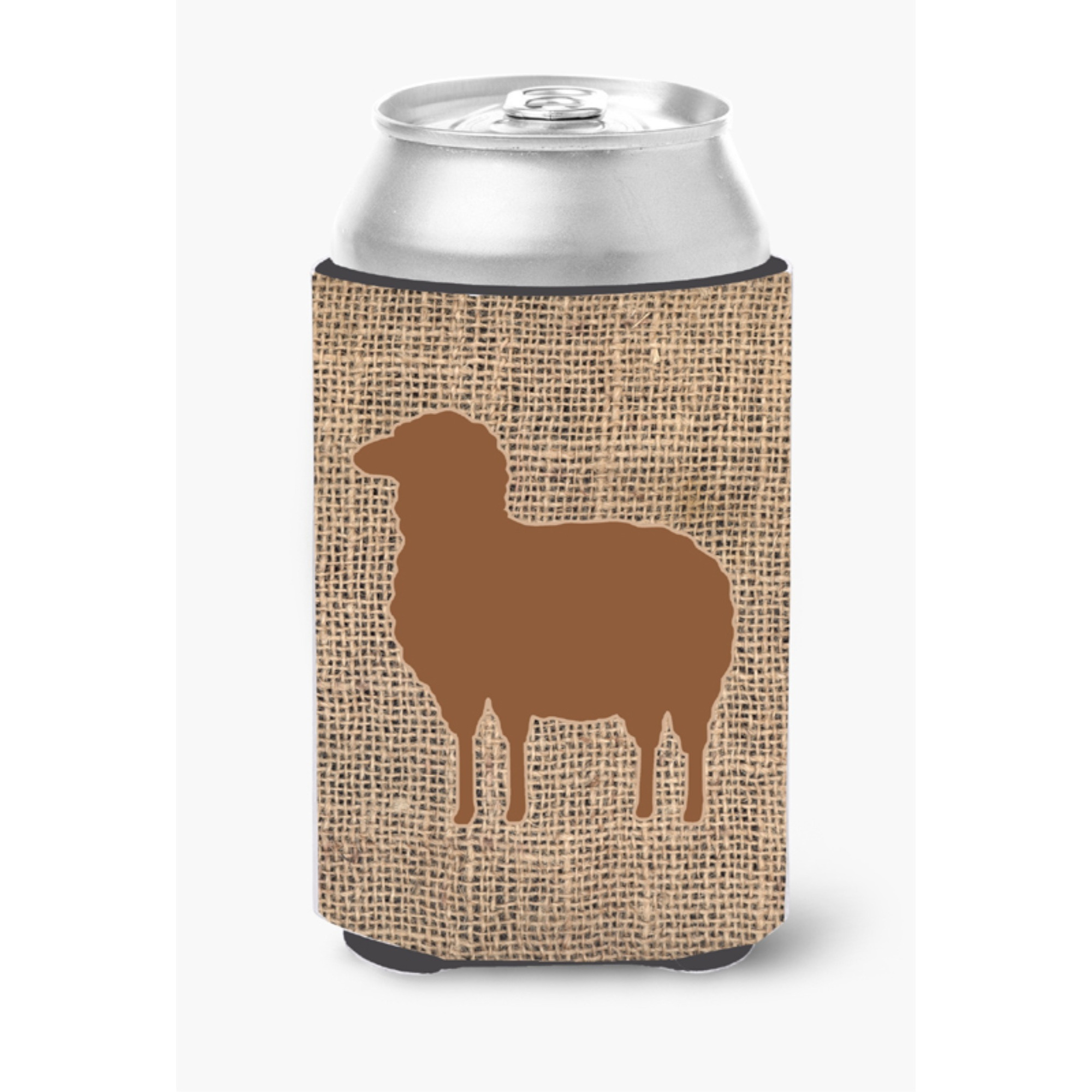 Sheep Burlap and Brown Can or Bottle Beverage Insulator Hugger