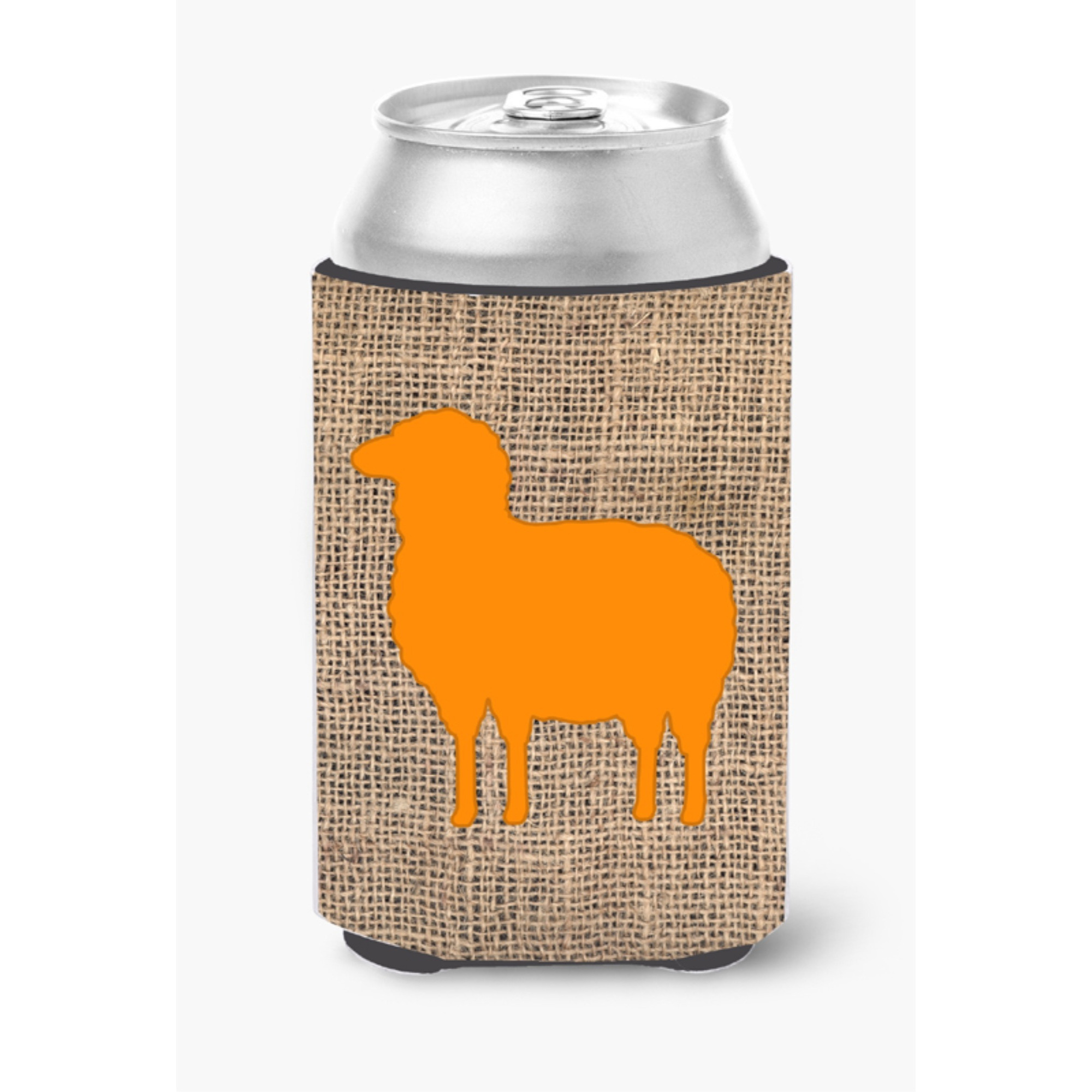 Sheep Burlap and Orange Can or Bottle Beverage Insulator Hugger