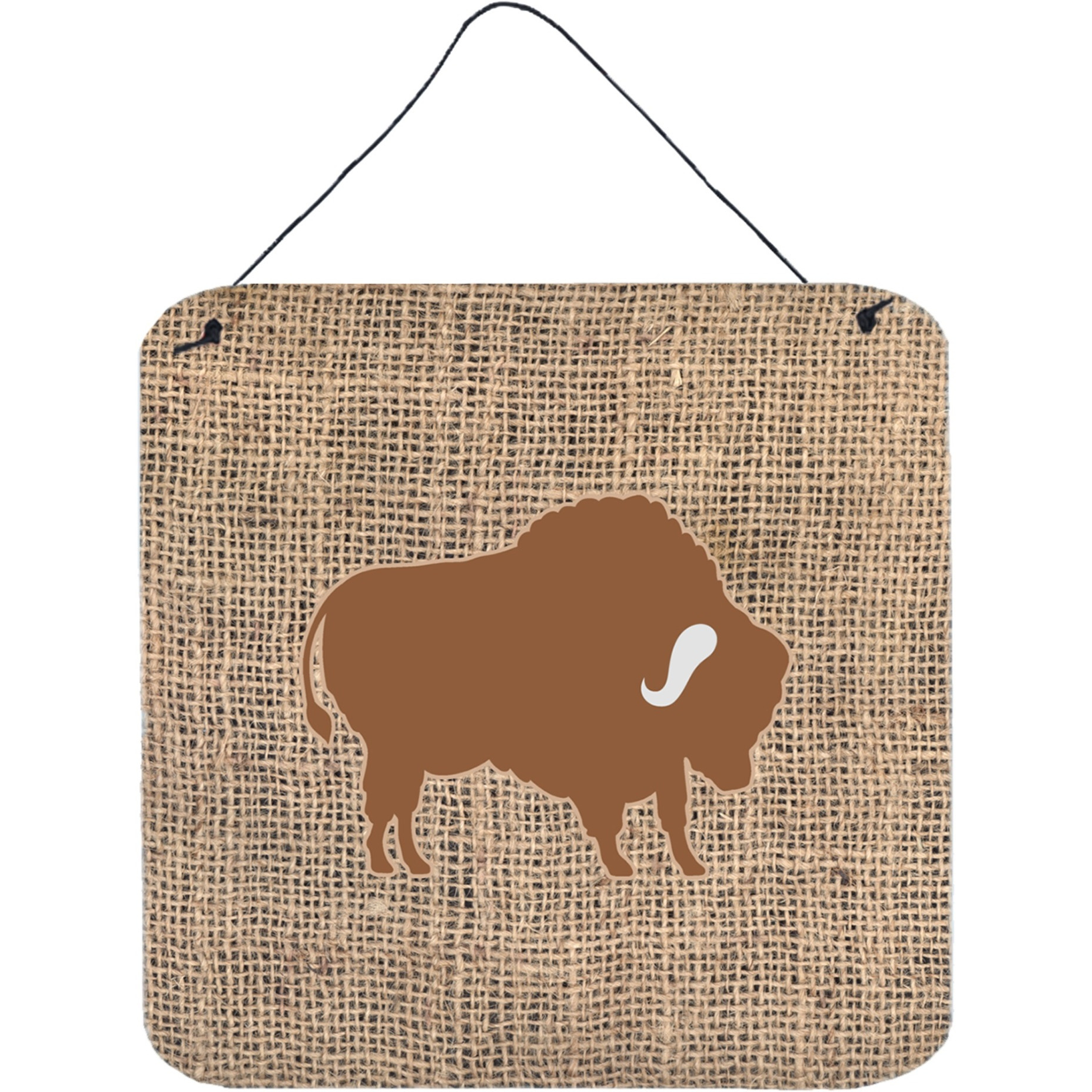 &quotCaroline's Treasures Buffalo Burlap and Brown Aluminum Metal Wall or Door Hanging Prints, 6 x 6"", Multicolor"