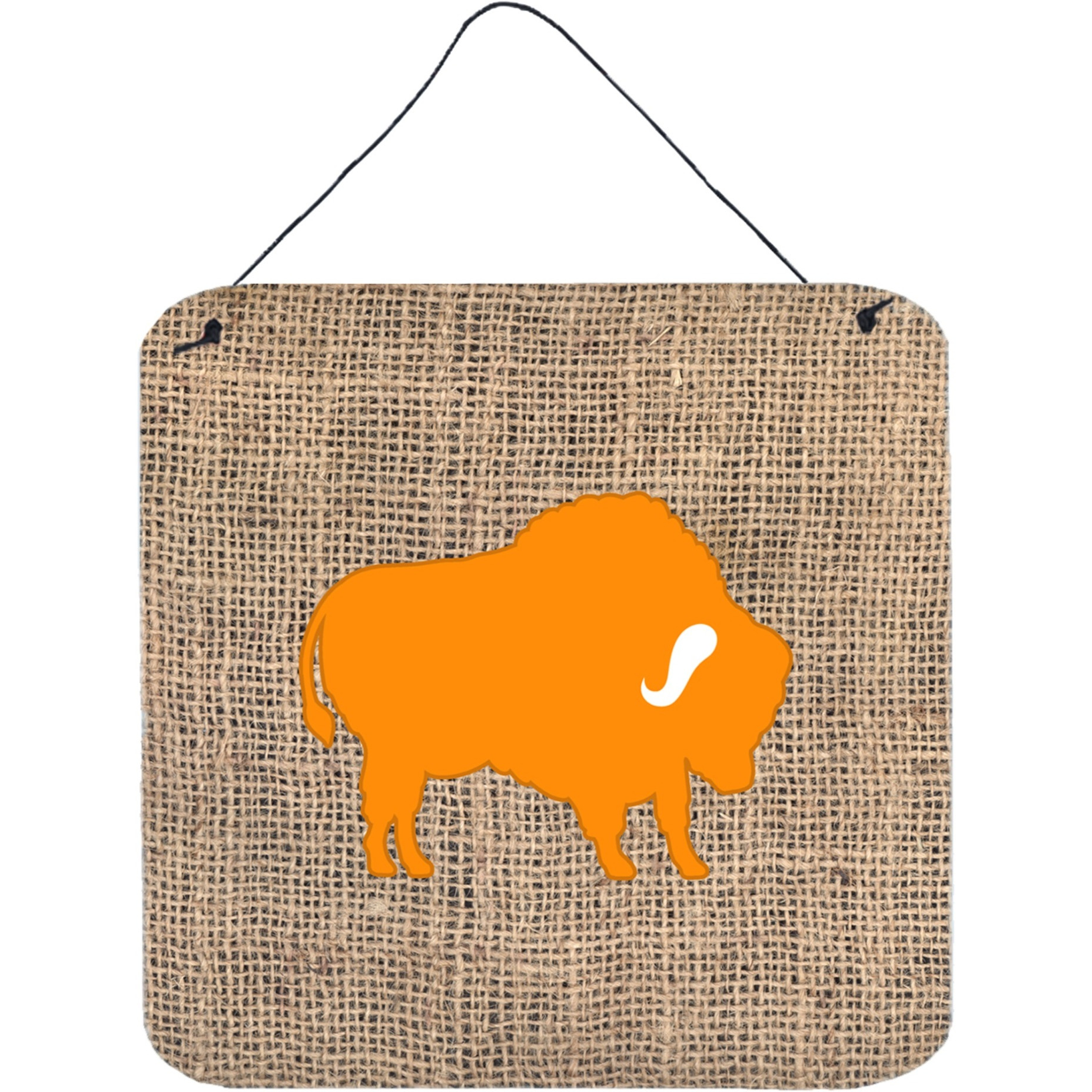 &quotCaroline's Treasures Buffalo Burlap and Orange Aluminum Metal Wall or Door Hanging Prints, 6 x 6"", Multicolor"