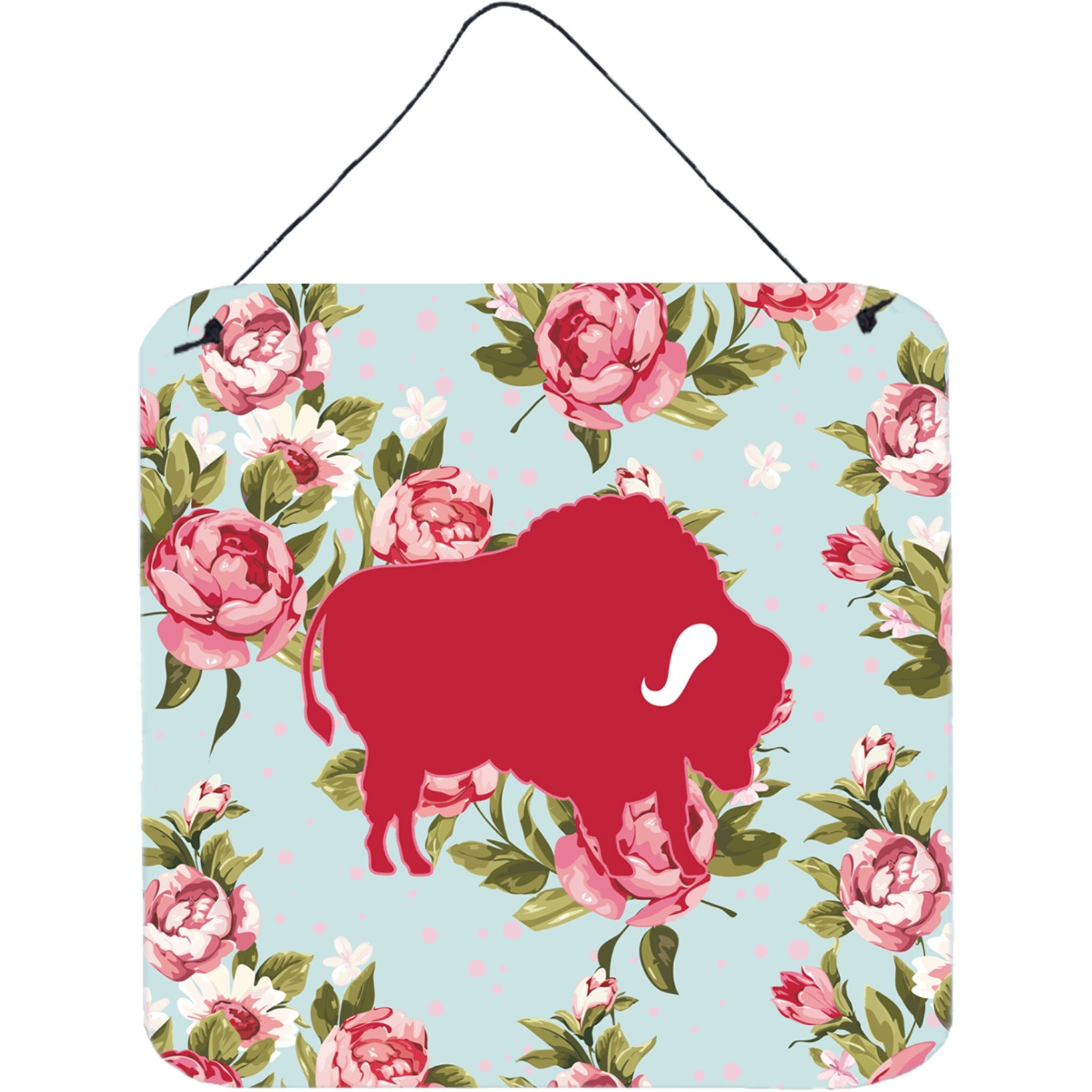 &quotCaroline's Treasures Buffalo Shabby Chic Blue Roses Wall or Door Hanging Prints, 6 x 6"", Multicolor"