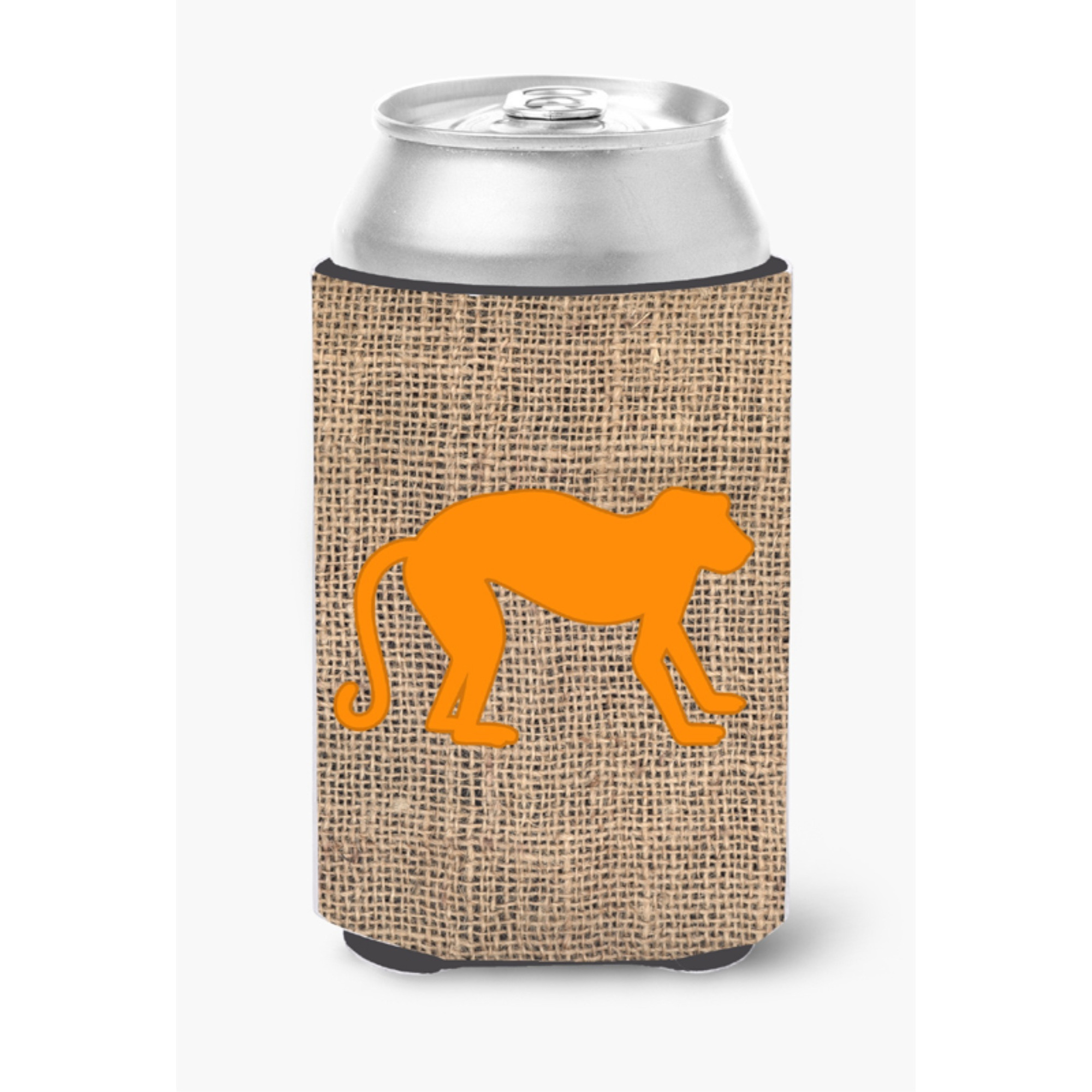 Monkey Burlap and Orange Can or Bottle Beverage Insulator Hugger