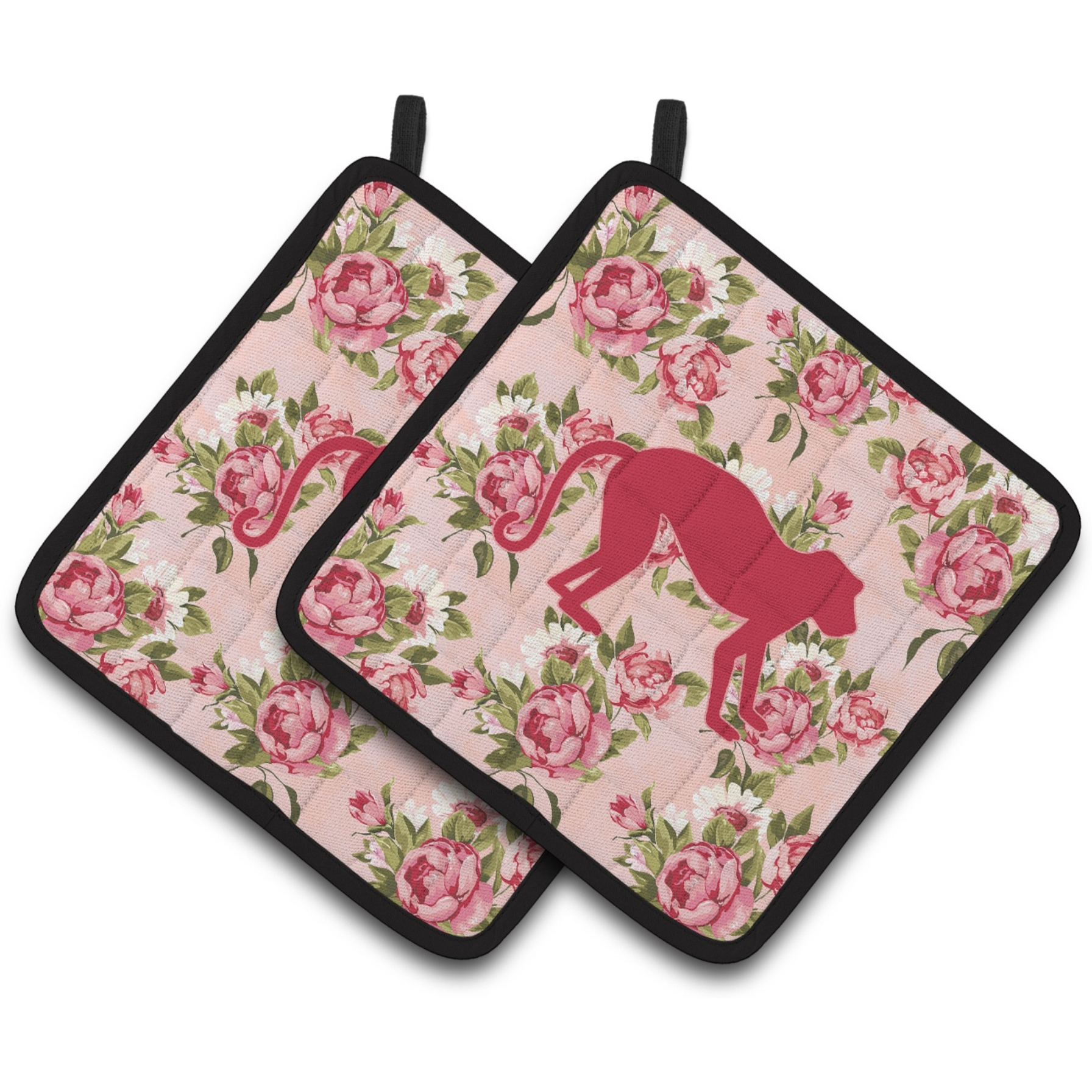 &quotCaroline's Treasures Monkey Shabby Chic Pink Roses Pair of Pot Holders BB1128-RS-PK-PTHD, 7.5HX7.5W, Multicolor"