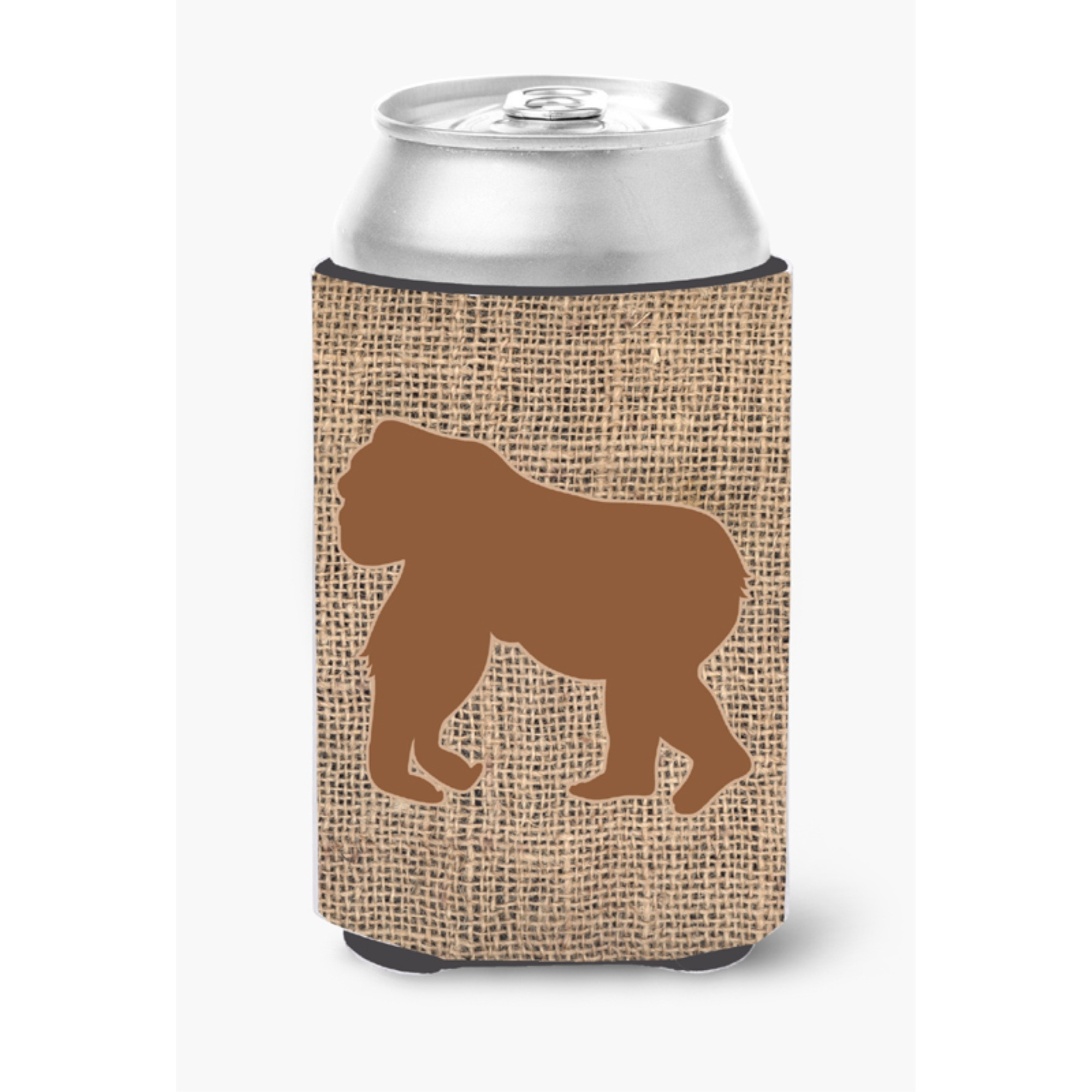 Gorilla Burlap and Brown Can or Bottle Beverage Insulator Hugger