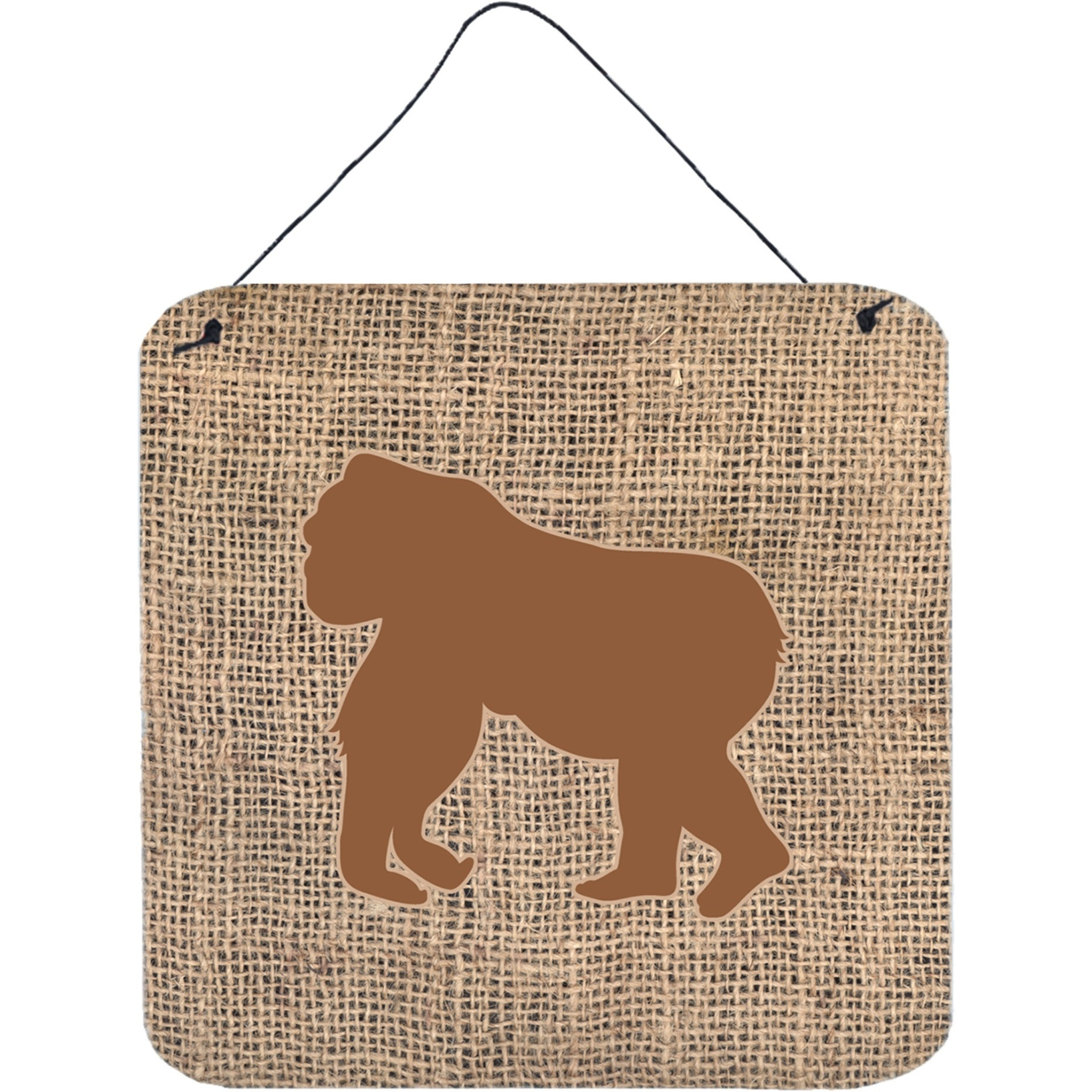 &quotCaroline's Treasures Gorilla Burlap and Brown Aluminum Metal Wall or Door Hanging Prints, 6 x 6"", Multicolor"