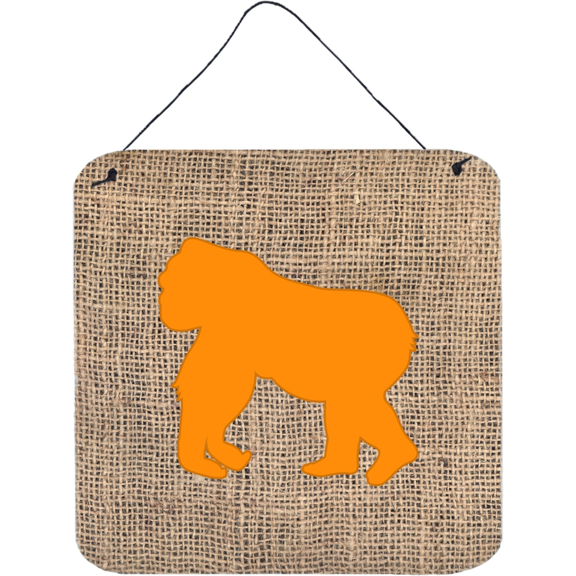 &quotCaroline's Treasures Gorilla Burlap and Orange Aluminum Metal Wall or Door Hanging Prints, 6 x 6"", Multicolor"