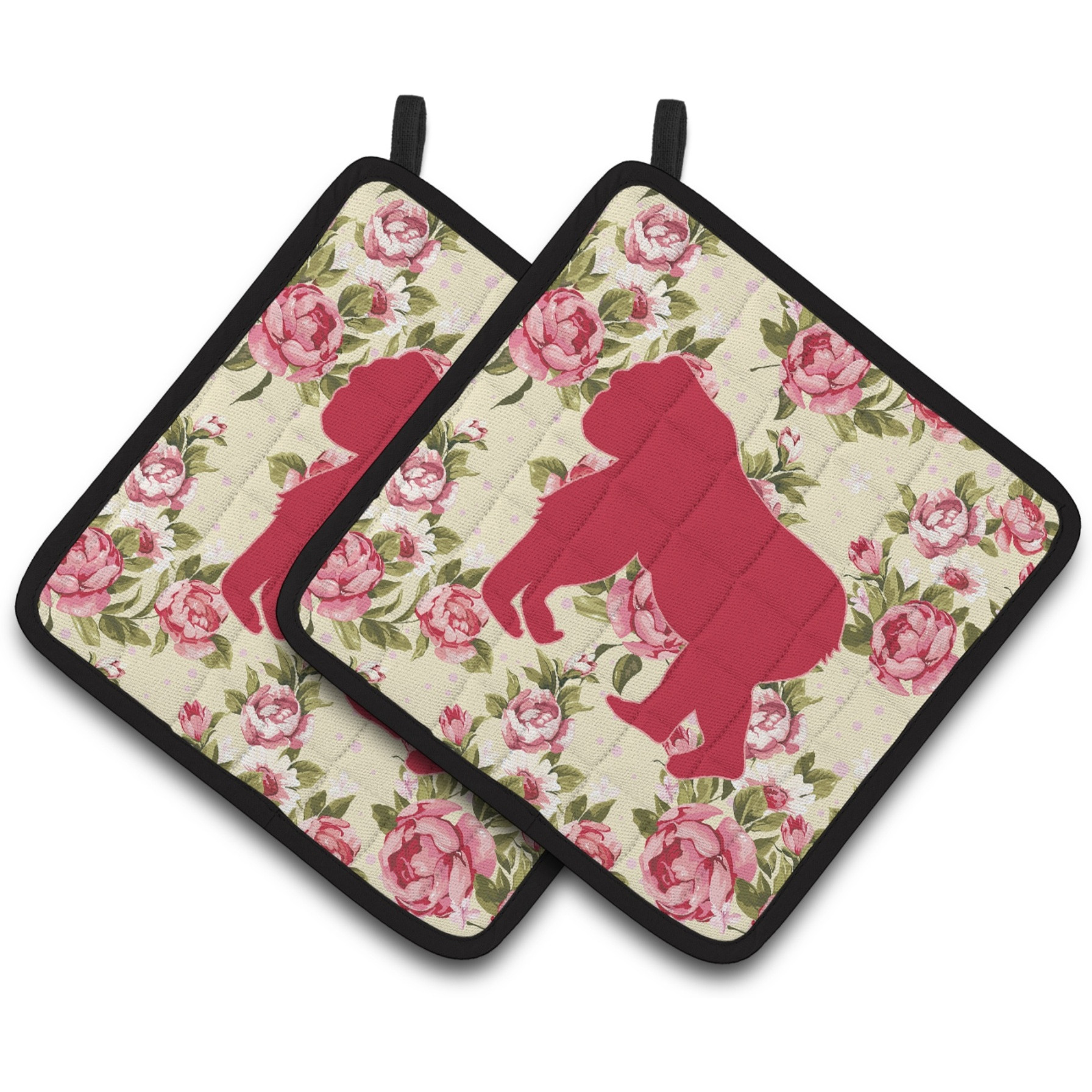 &quotCaroline's Treasures Gorilla Shabby Chic Yellow Roses Pair of Pot Holders BB1129-RS-YW-PTHD, 7.5HX7.5W, Multicolor"