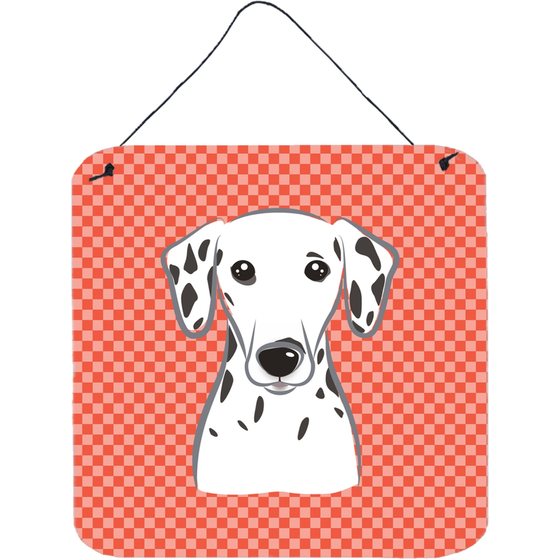 &quotCaroline's Treasures Red Checkered Dalmatian Aluminum Metal Wall or Door Hanging Prints, 6 x 6"""